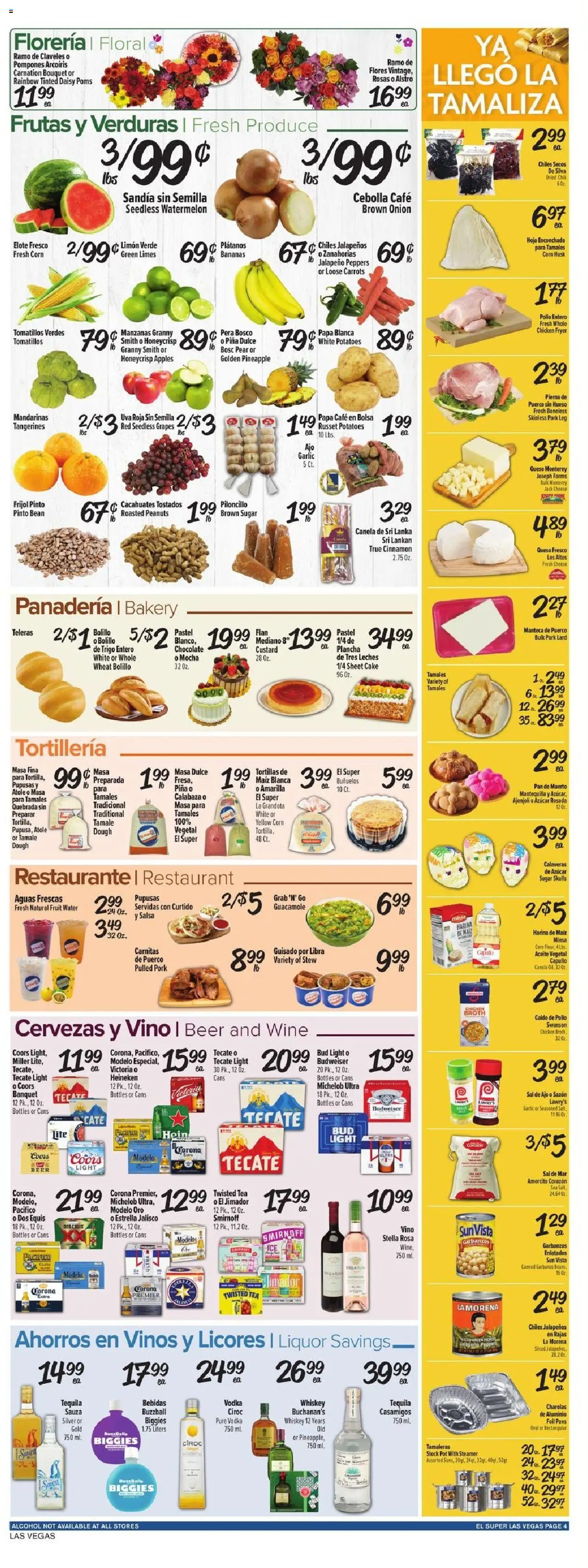 El Super Weekly Ad - NV - valid from 15.10.2025 | Page: 4 | Products: Tangerines, Vodka, Pear, Sheet
