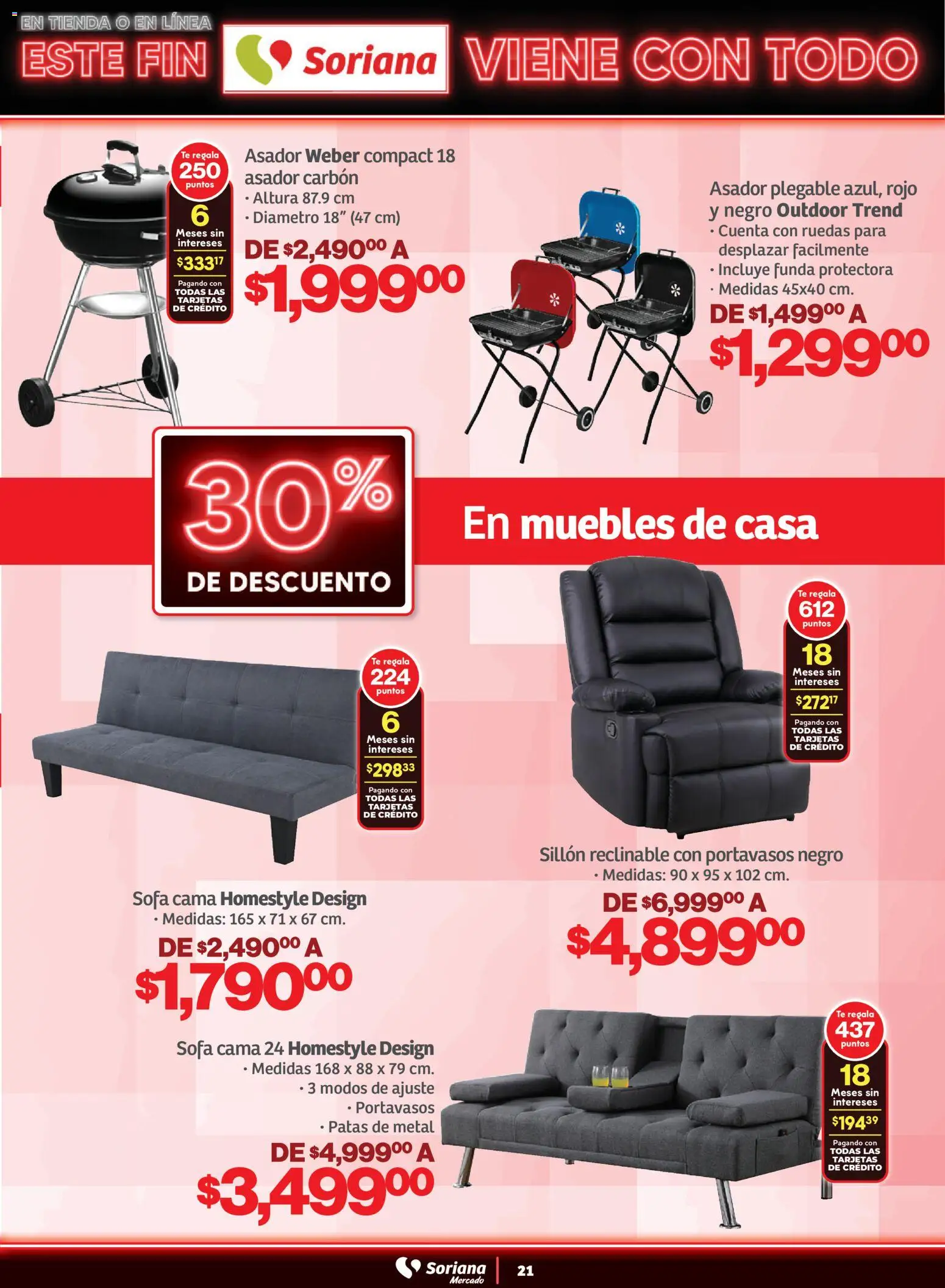 Nuevas ofertas de Soriana válidas en toda la República Mexicana desde el 29.10.2025. ¡Encuentra las mejores ofertas en Soriana - Este fin Soriana viene con todo Mercado Nacional! | Página: 21 | Productos: Sillón, Funda, Cama, Té