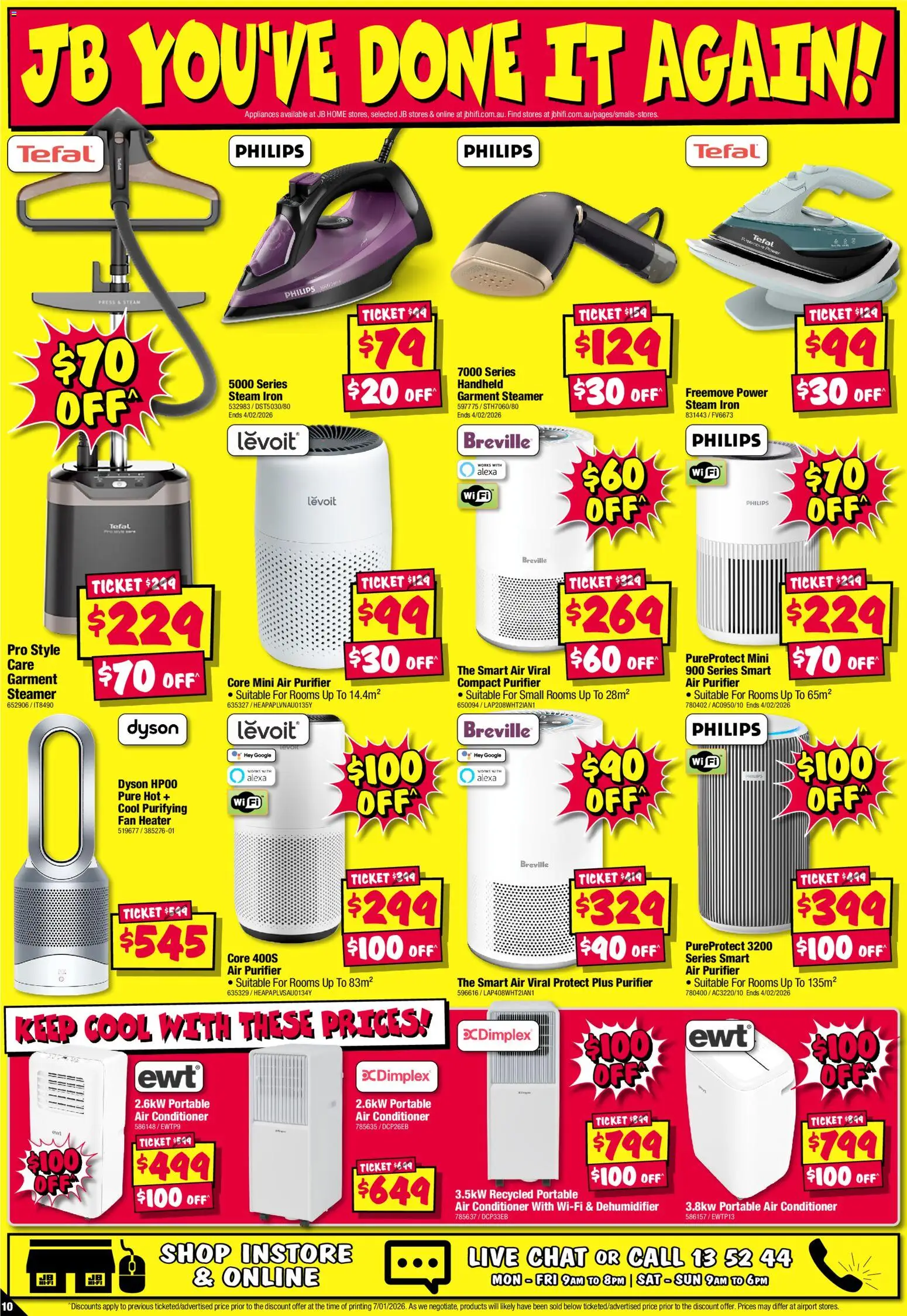 JB Hi-Fi catalogue - valid from 15.01.2026 | Page: 10 | Products: Conditioner, Iron, Fan, Air purifier
