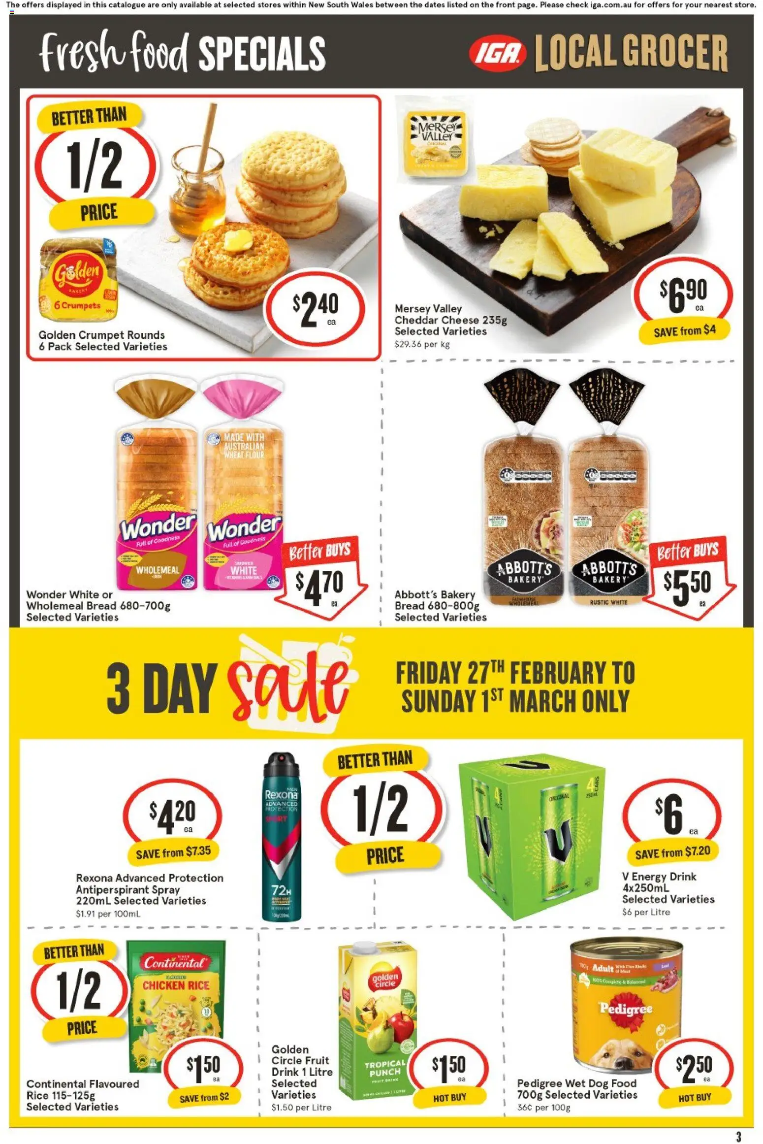 IGA catalogue - valid from 25.02.2026 | Page: 3 | Products: Chicken, Antiperspirant, Soup, Bakery