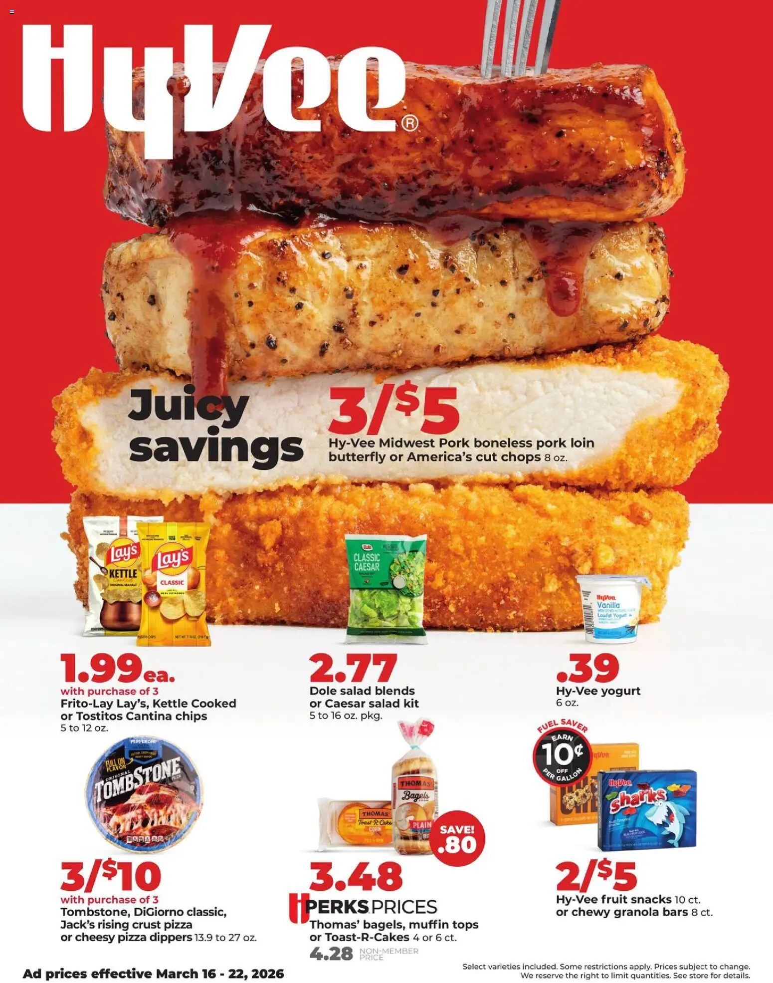HyVee Weekly Ad - valid from 16.03.2026 | Page: 1 | Products: Corn, Pork, Muffin, Kettle