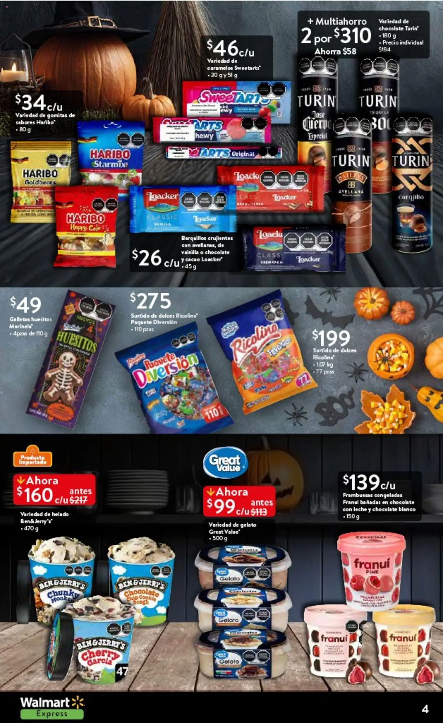 Nuevas ofertas de Walmart Express válidas en toda la República Mexicana desde el 14.10.2025. ¡Encuentra las mejores ofertas en Walmart Express folleto Halloween! | Página: 4 | Productos: Leche, Chocolate, Helado, Cacao