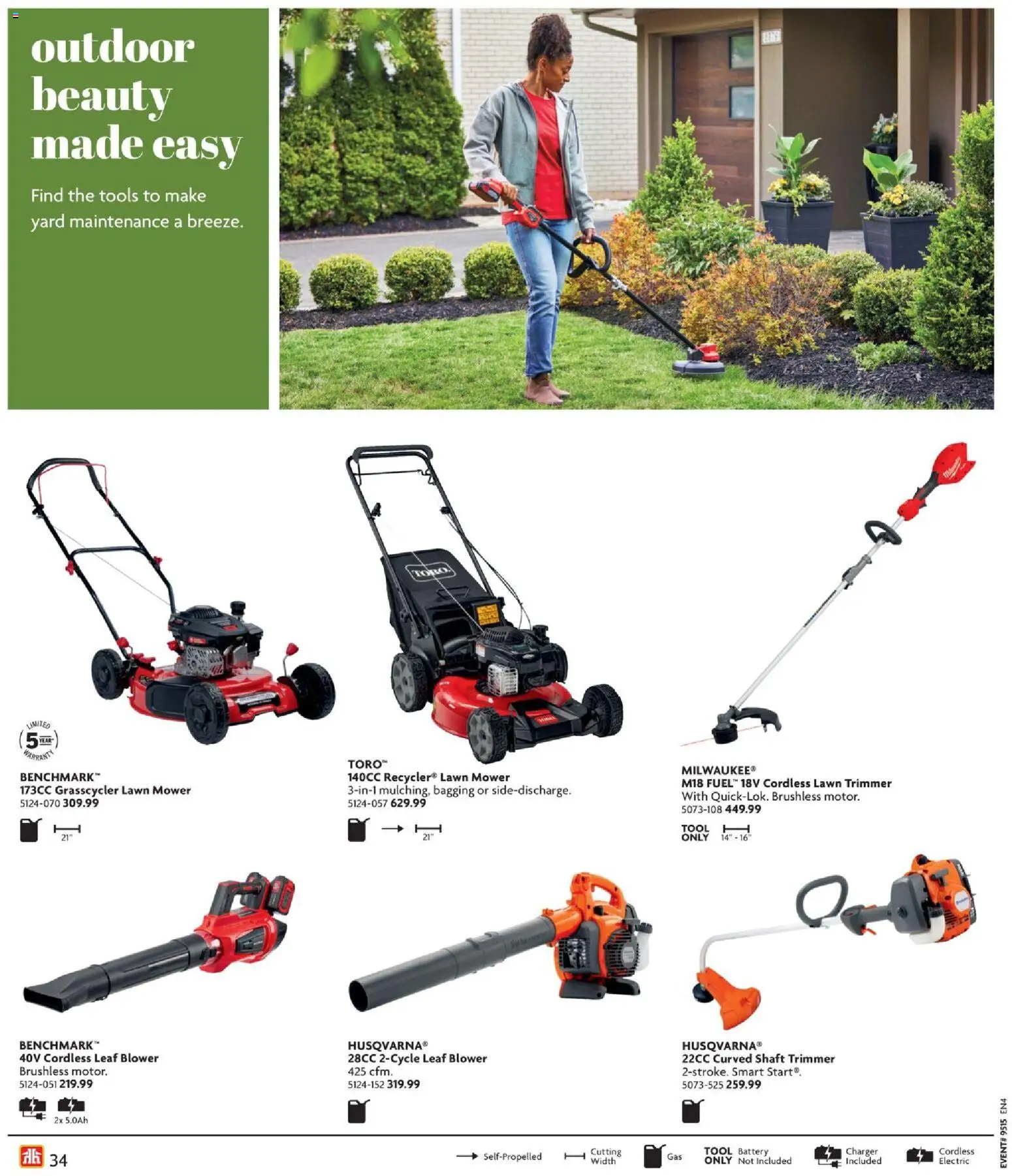 Home Hardware flyer valid from 09.04.2026 | Page: 34 | Products: Mower, Battery