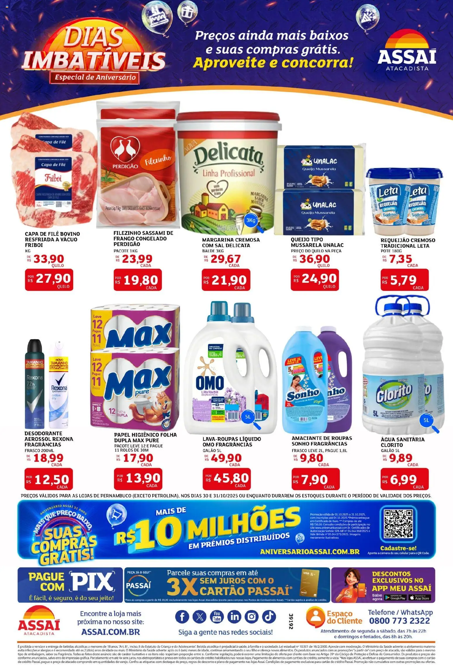 Assaí Atacadista Folheto - válido de 30.10.2025 | Página: 2 | Produtos: Celular, Pneus, Água sanitária, Balde