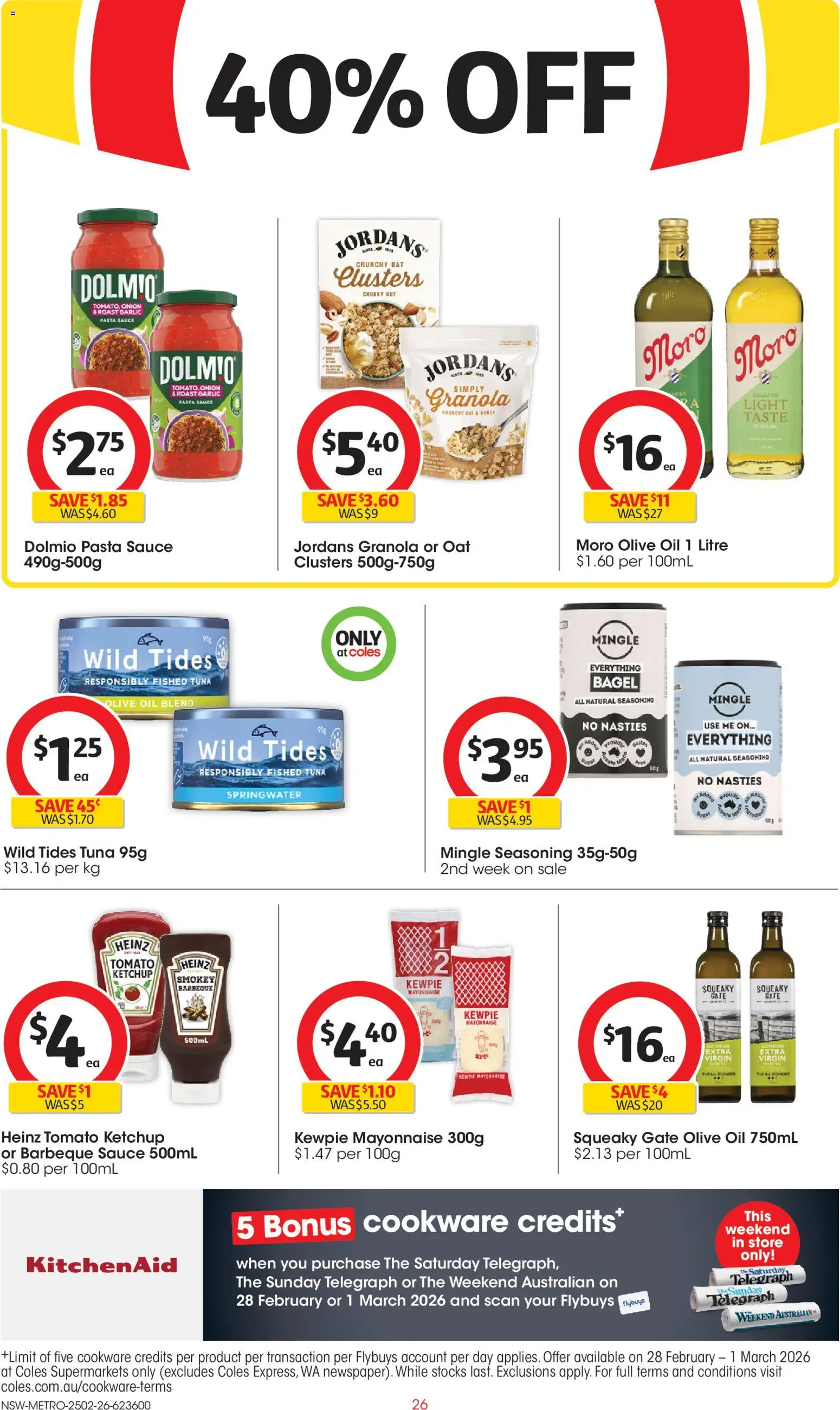 Coles catalogue - valid from 25.02.2026 | Page: 26 | Products: Granola, Pasta, Mayonnaise, Tuna