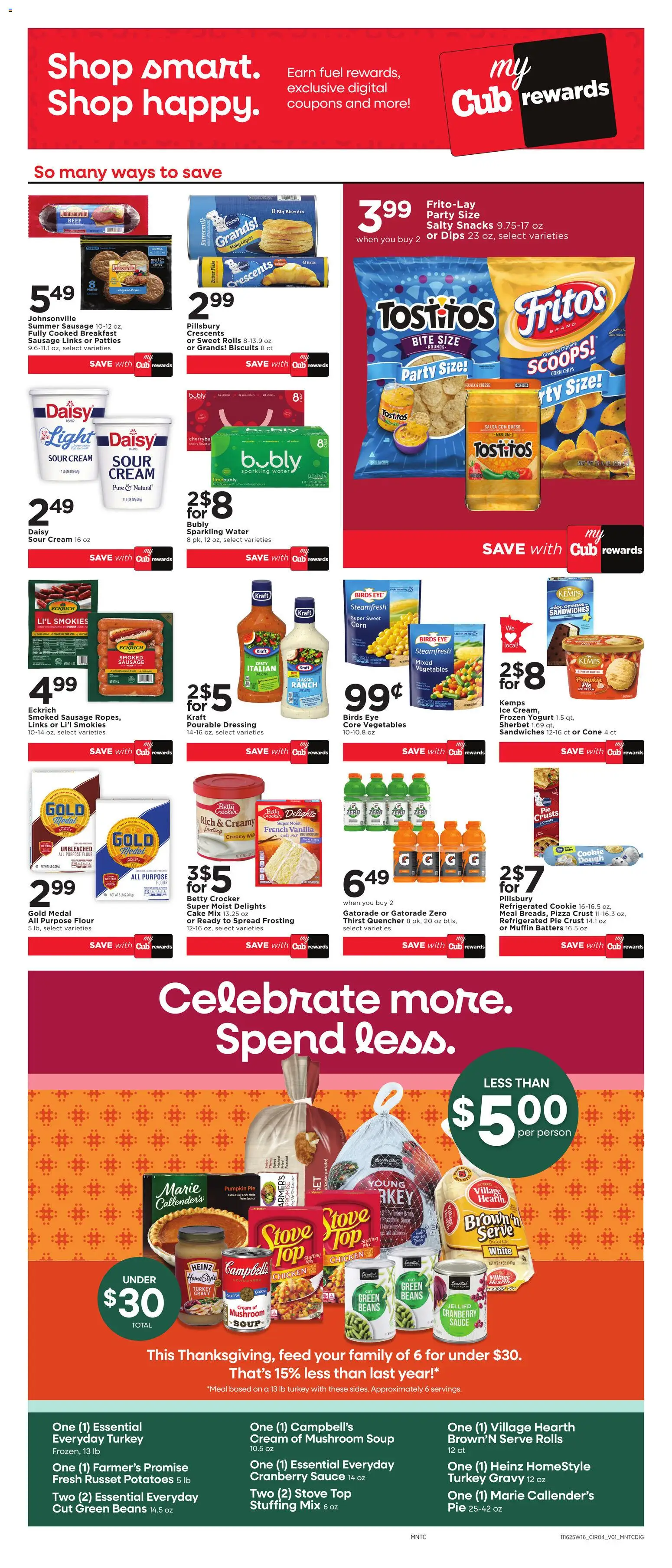 Cub Foods Weekly Ad - valid from 16.11.2025 | Page: 6 | Products: Yogurt, Sour cream, Potatoes, Pumpkin