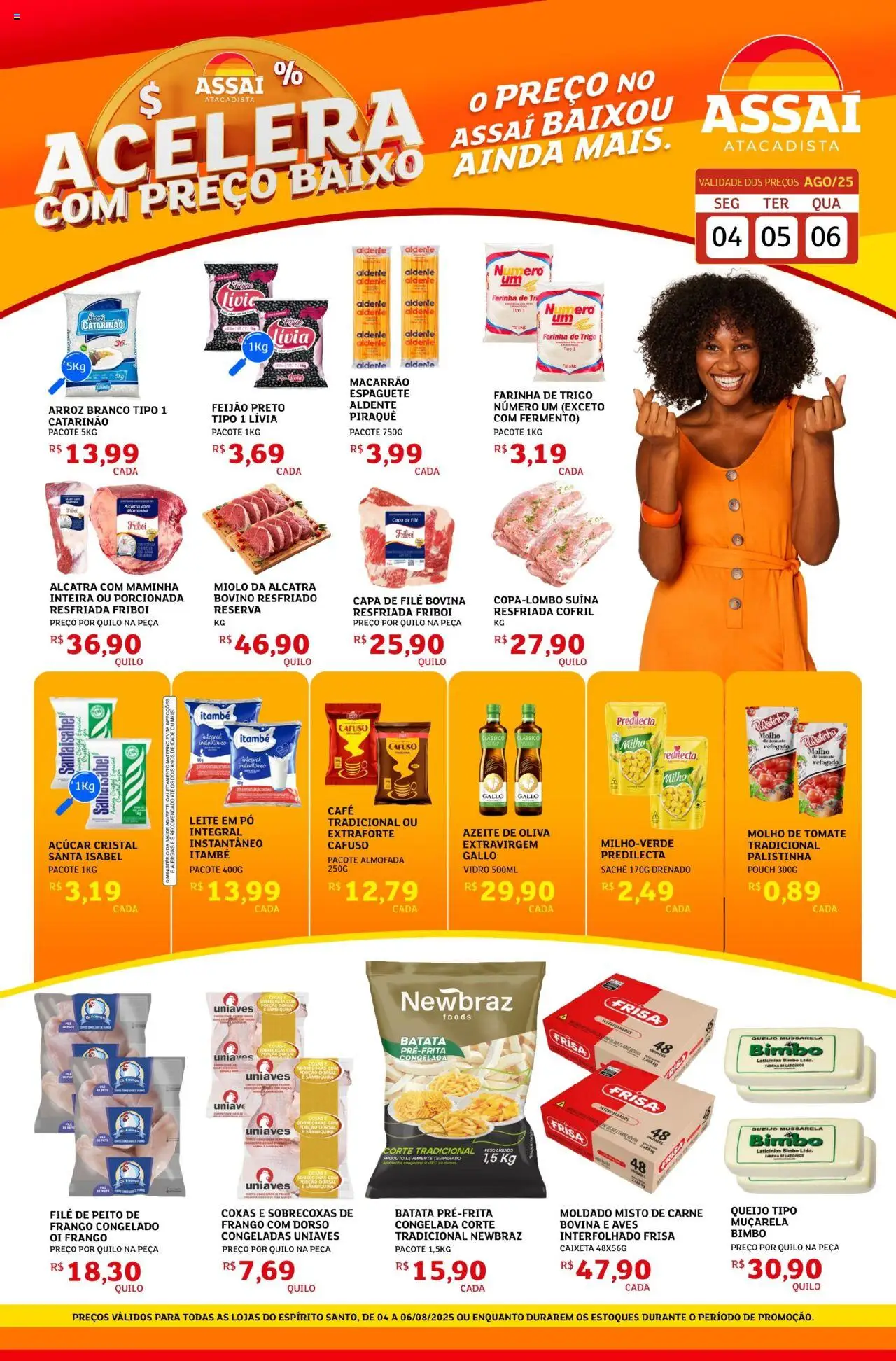 Assaí Atacadista Folheto - válido de 04.08.2025 | Página: 1 | Produtos: Pó, Leite, Queijo, Macarrão