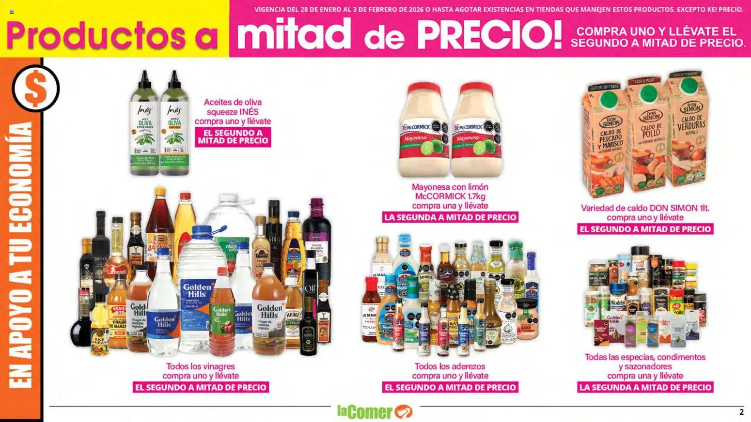 Nuevas ofertas de La Comer válidas en toda la República Mexicana desde el 28.01.2026. ¡Encuentra las mejores ofertas en La Comer folleto! | Página: 2 | Productos: Pollo, Mayonesa, Limón