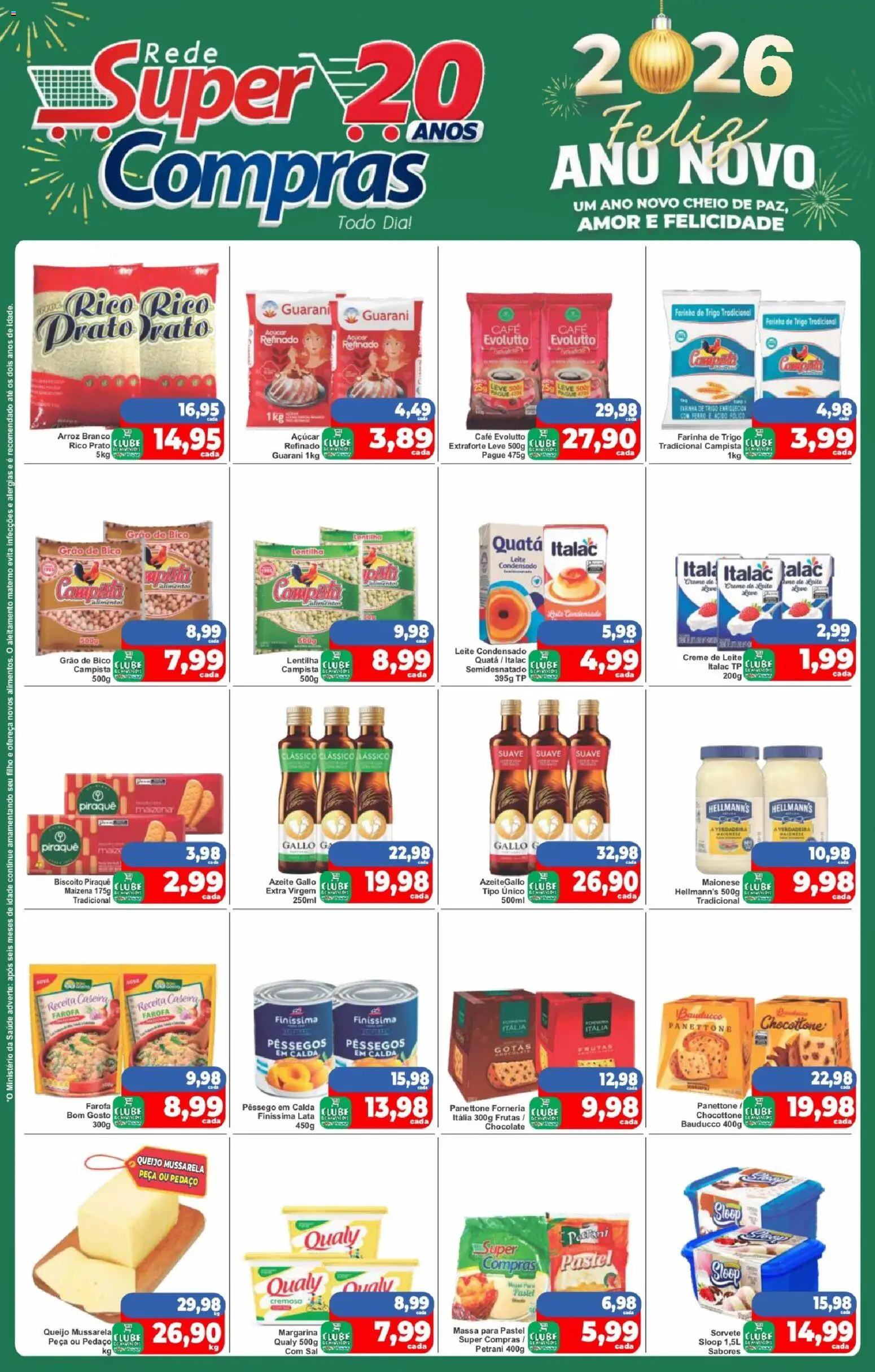 Rede Super Compras Folheto - válido de 26.12.2025 | Página: 1 | Produtos: Café, Chocolate, Bico, Mussarela
