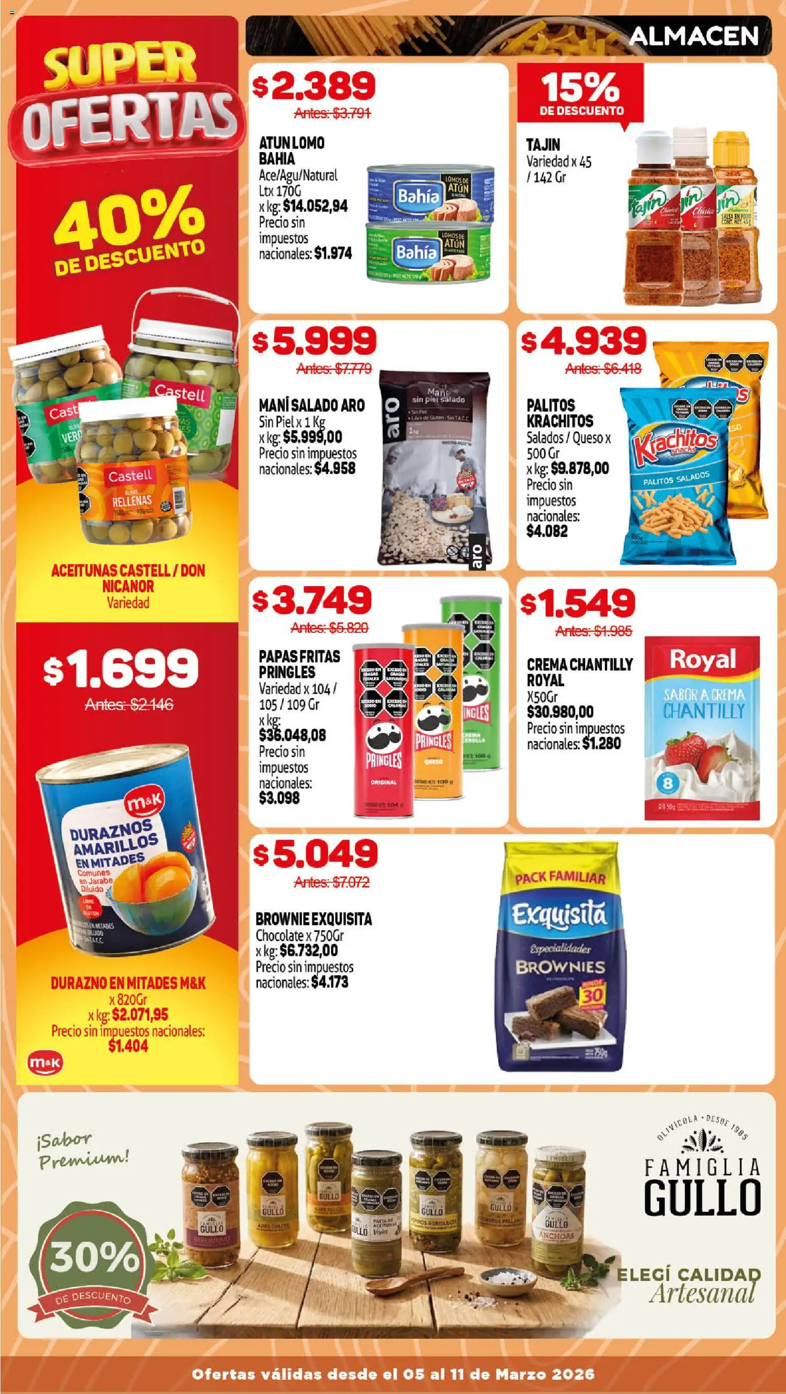 Makro ofertas │ válido desde el 05.03.2026 | Página: 6 | Productos: Durazno, Papas fritas, Crema, Pepinos
