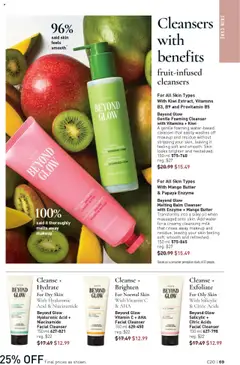 Preview of Beyond Glow Melting Balm Cleanser with Enzyme + Mango Butter, Transforms into a silky oil when massaged onto skin. Add water for a creamy cleansing milk that rinses away makeup and residue, leaving your skin feeling soft, smooth and refreshed. 150 ml 575-865 from shop Avon valid from 25.09.2025 | Page: 69
