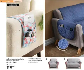 Vista previa de A. Organizador de controles, Poliéster. 30 x 50 cm (209317) 14 pts • Con 3 bolsas frontales. • Ideal para colocar en la cama o muebles., nuevo folleto de la tienda, válido en México a partir del 09.10.2025 | Página: 96 | Productos: Sofá, Organizador, Cama