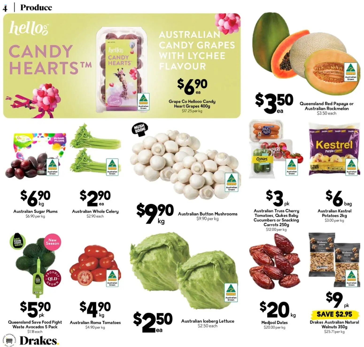Drakes catalogue - valid from 18.02.2026 | Page: 4 | Products: Cucumbers, Sugar, Grapes, Bag