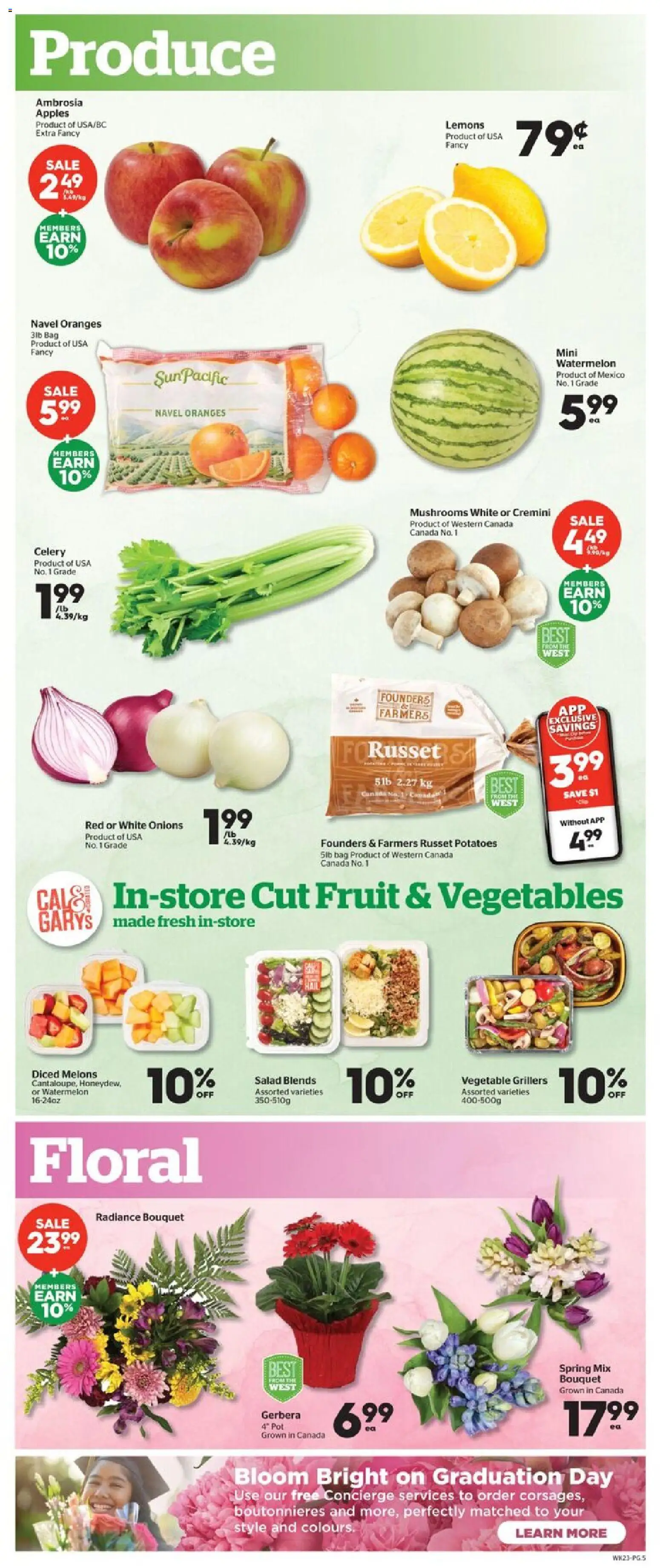 Calgary Co-op flyer valid from 09.04.2026 | Page: 5 | Products: Salad, Potatoes, Bag, Apples
