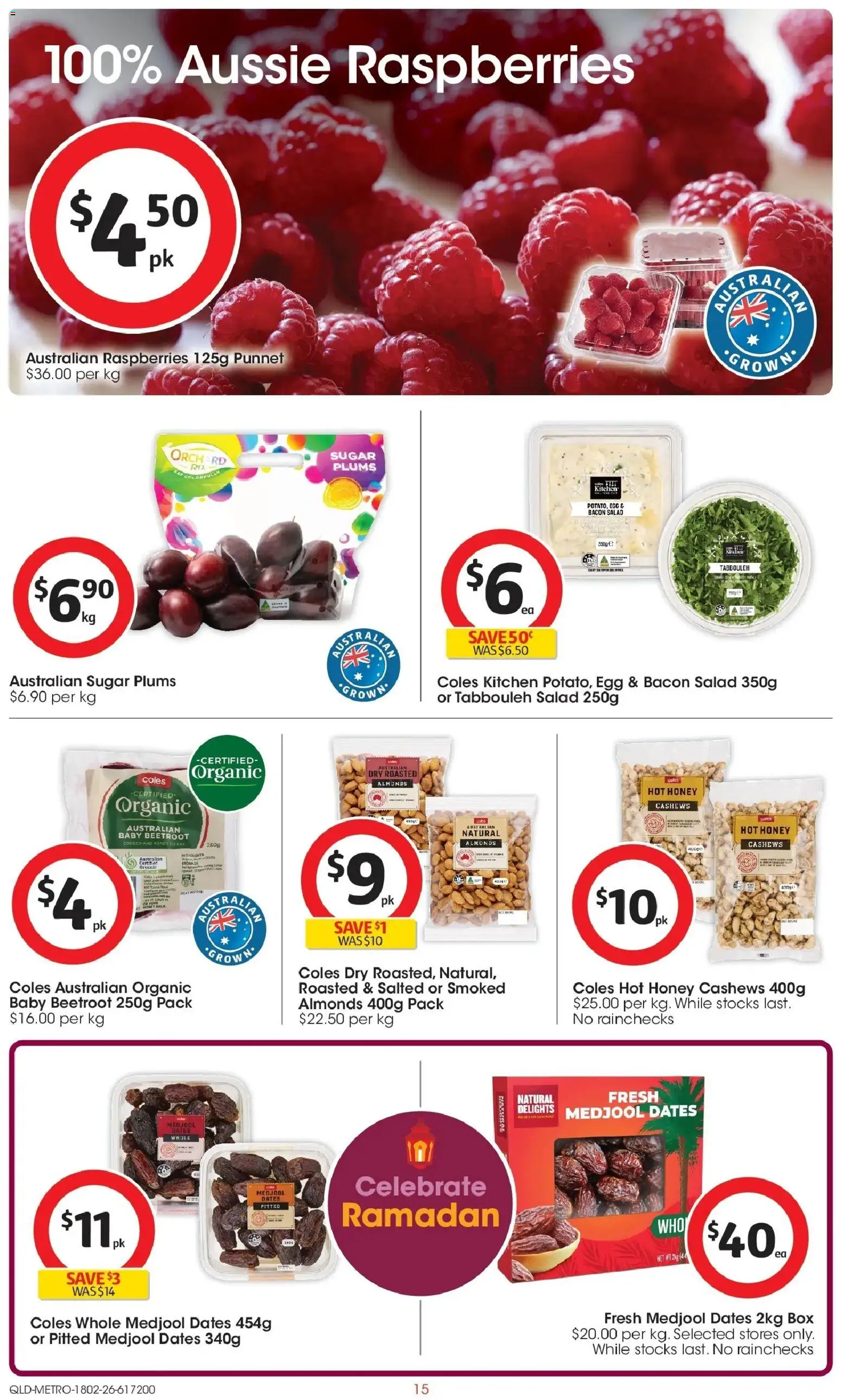 Coles catalogue - valid from 18.02.2026 | Page: 15 | Products: Box, Honey, Sugar, Plums