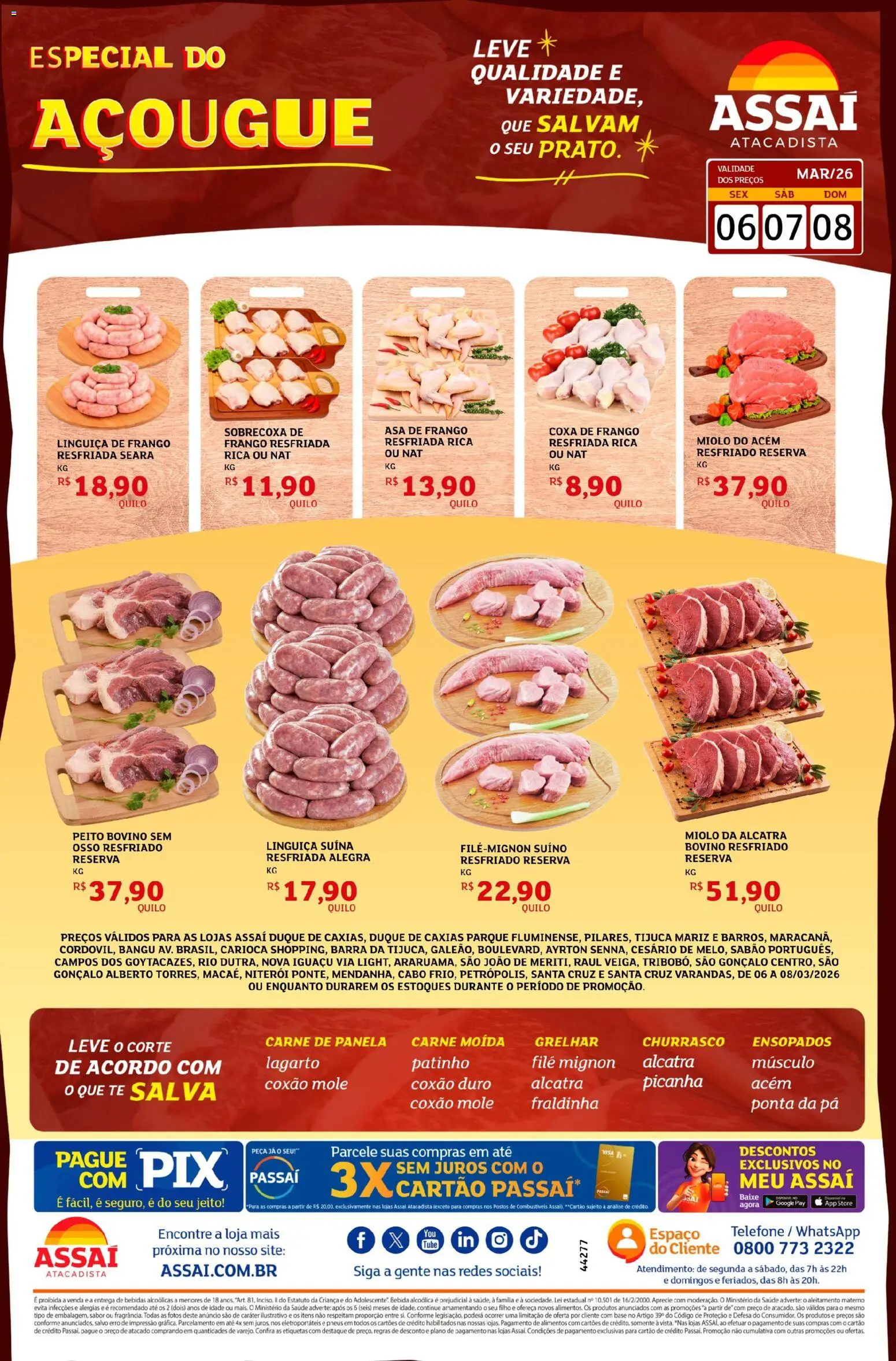 Assaí Atacadista Folheto - válido de 06.03.2026 | Página: 1 | Produtos: Coxa de frango, Pneus, Frango, Pá