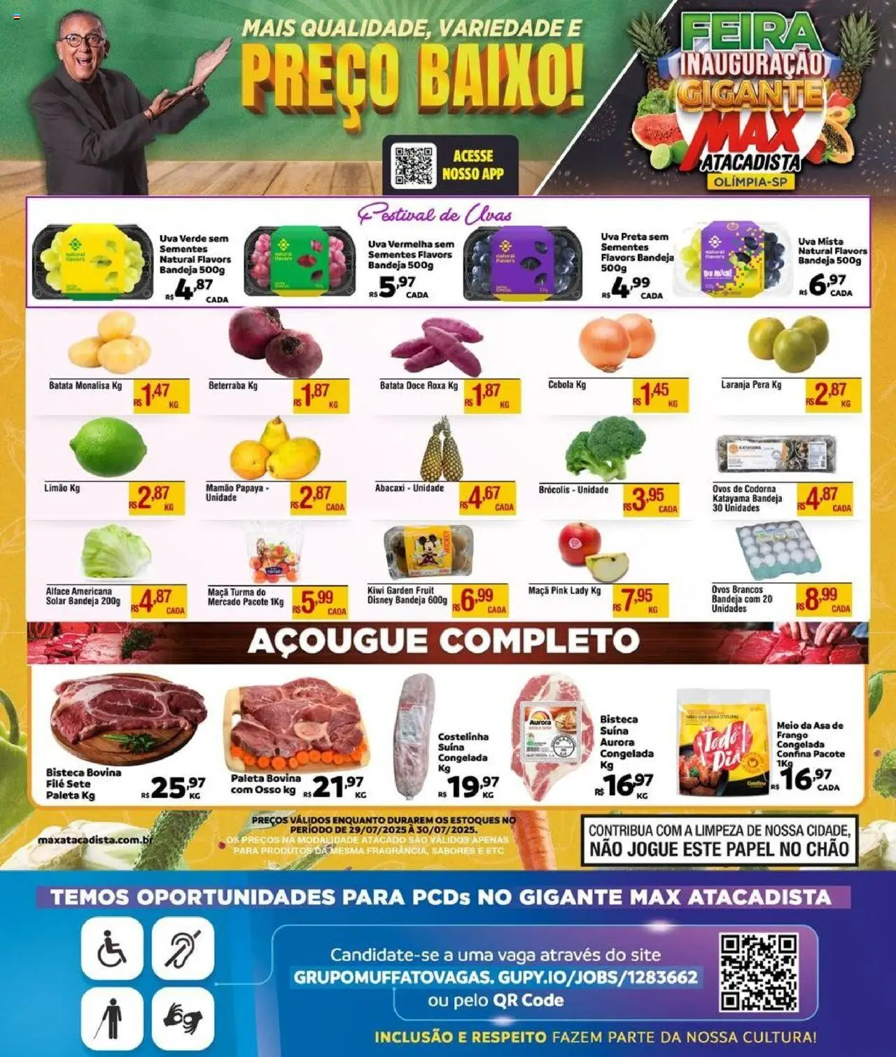 Max Atacadista Folheto - válido de 29.07.2025 | Página: 1 | Produtos: Cebola, Ovos, Batata, Ovos de codorna
