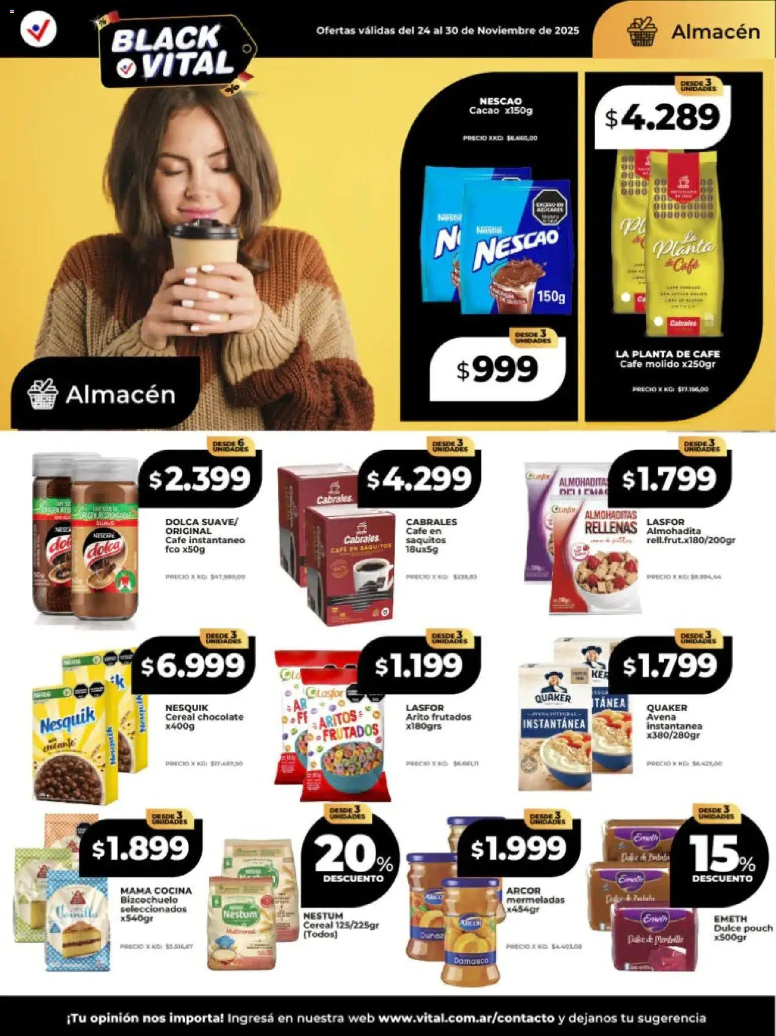 Vital - Ofertas - Salta │ válido desde el 24.11.2025 | Página: 11 | Productos: Avena, Café, Chocolate, Planta