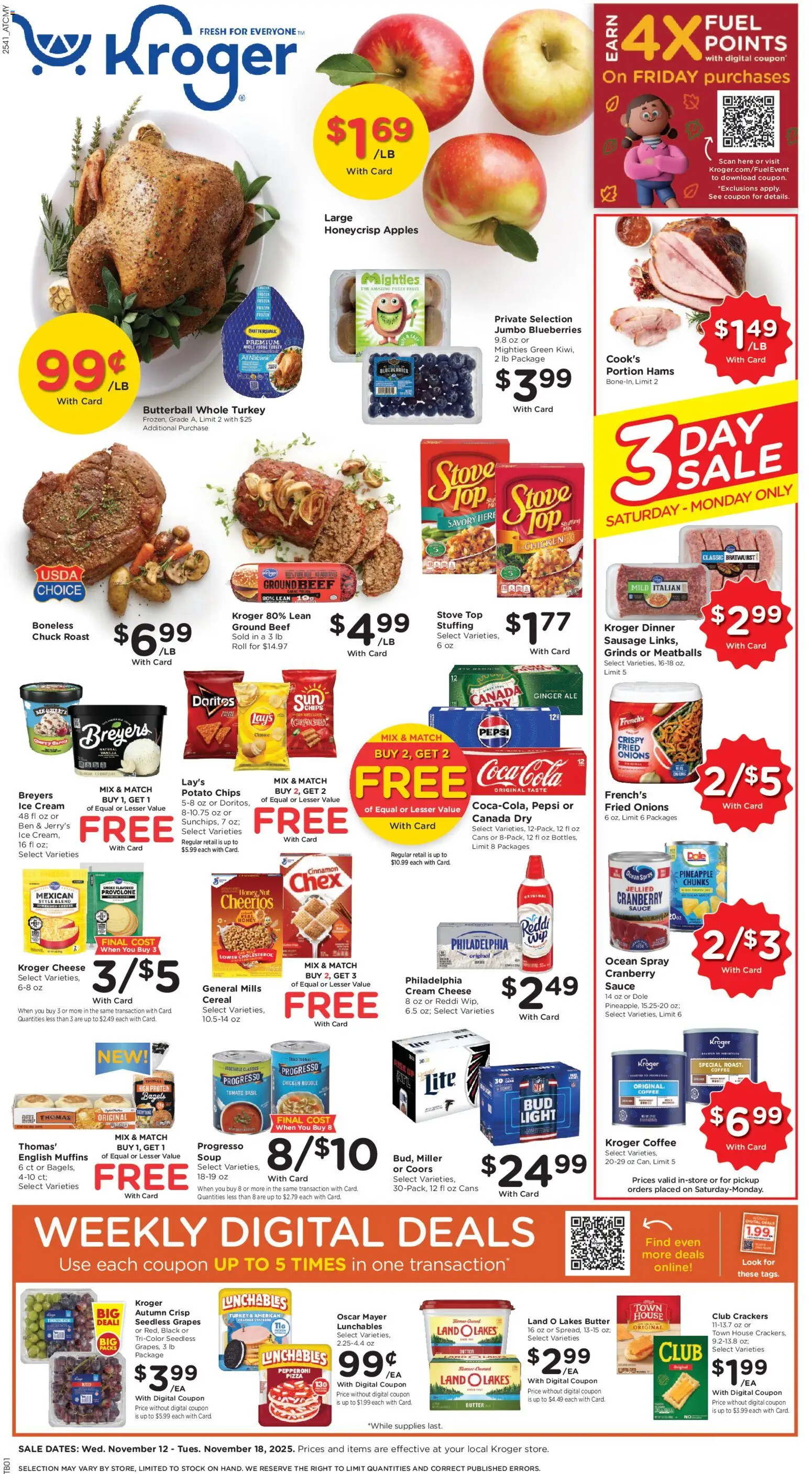 Kroger Black Friday - valid from 12.11.2025 | Page: 1 | Products: Ginger, Cheese, Sausage, Blueberries