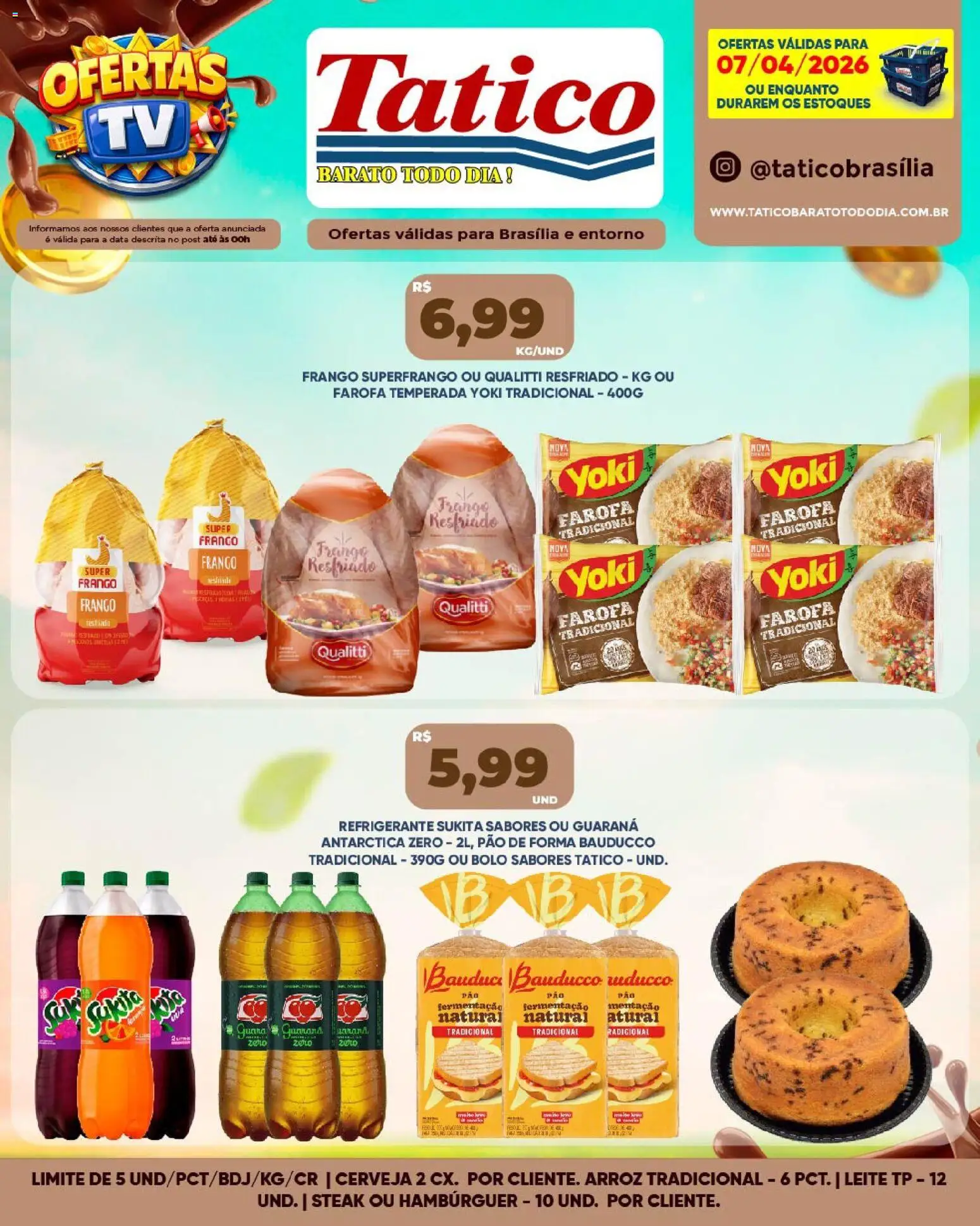 Tatico Folheto - válido de 08.04.2026 | Página: 26 | Produtos: Guaraná, Pão, Hambúrguer, Frango