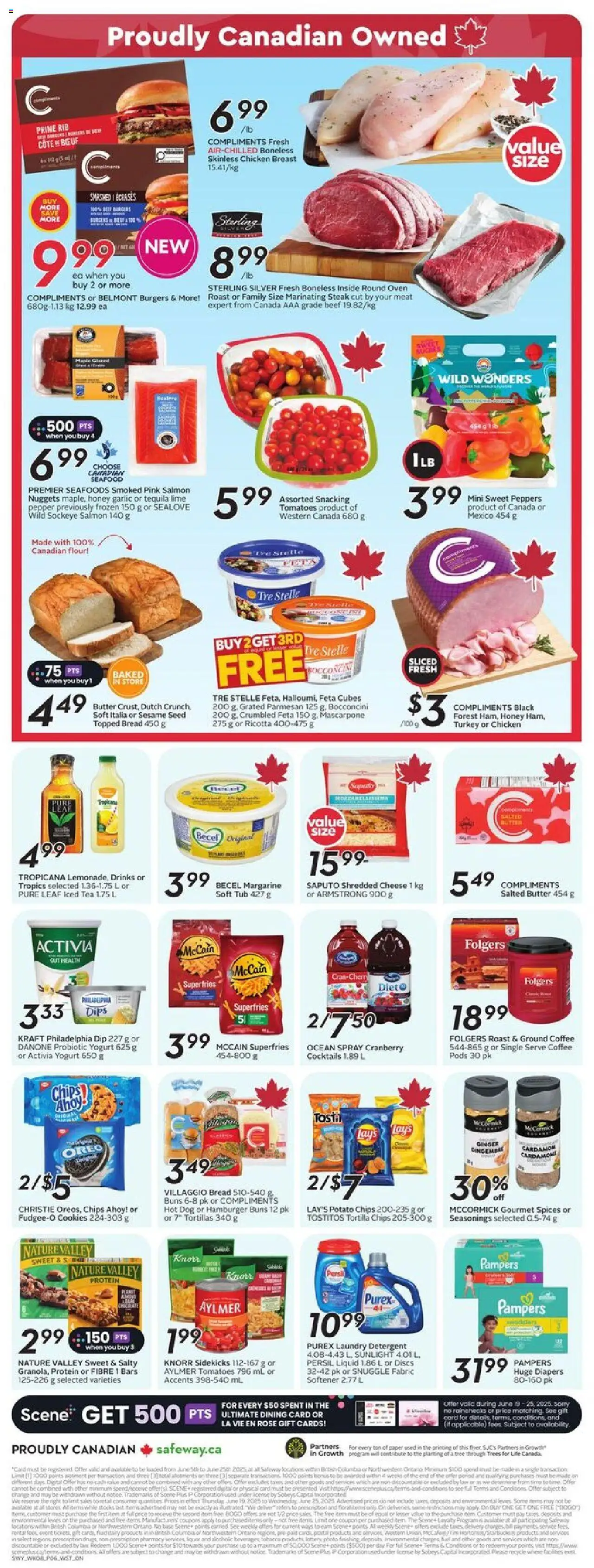 Safeway flyer valid from 19.06.2025 | Page: 4 | Products: Detergent, Cheese, Yogurt, Chicken