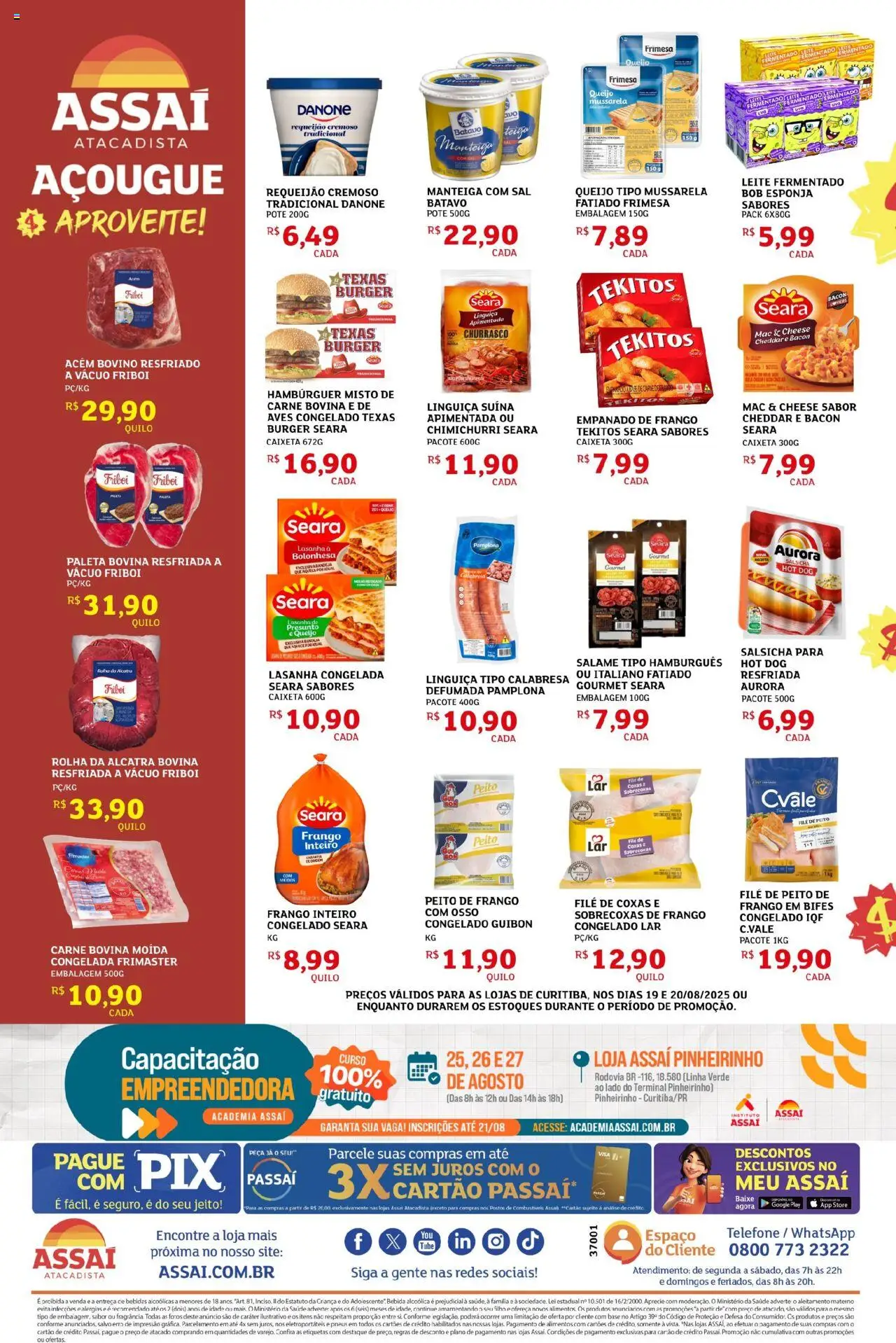 Assaí Atacadista Folheto - válido de 19.08.2025 | Página: 2 | Produtos: Acém, Pneus, Base, Carne