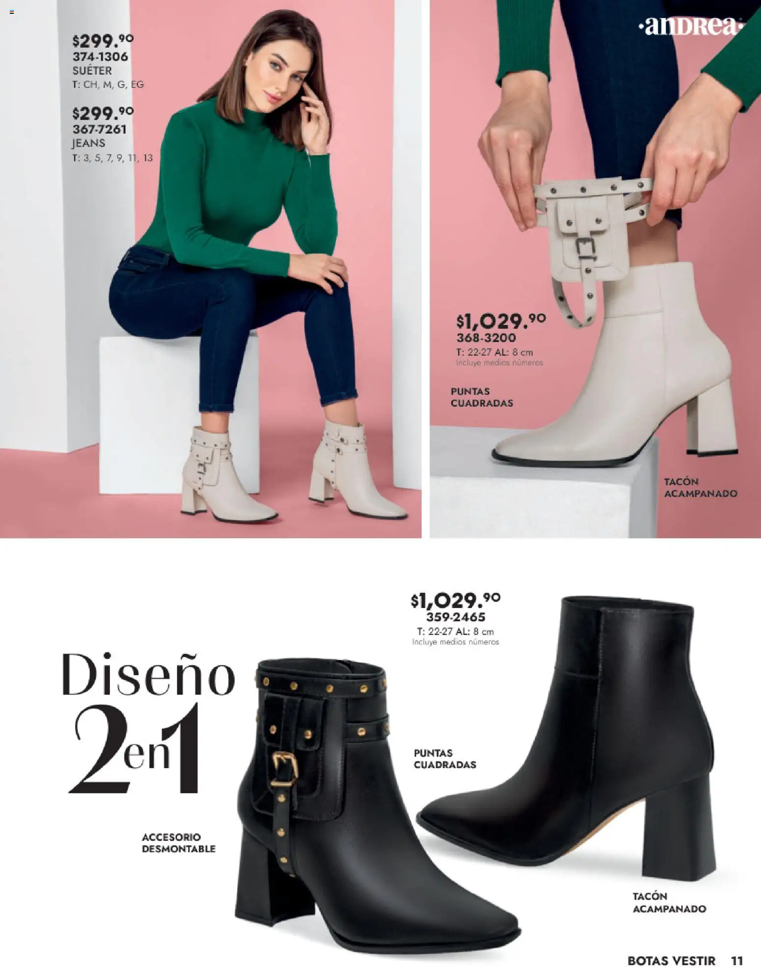 Nuevas ofertas de Andrea válidas en toda la República Mexicana desde el 24.08.2025. ¡Encuentra las mejores ofertas en Andrea - Catálogo Calzado Dama! | Página: 11 | Productos: Suéter, Botas