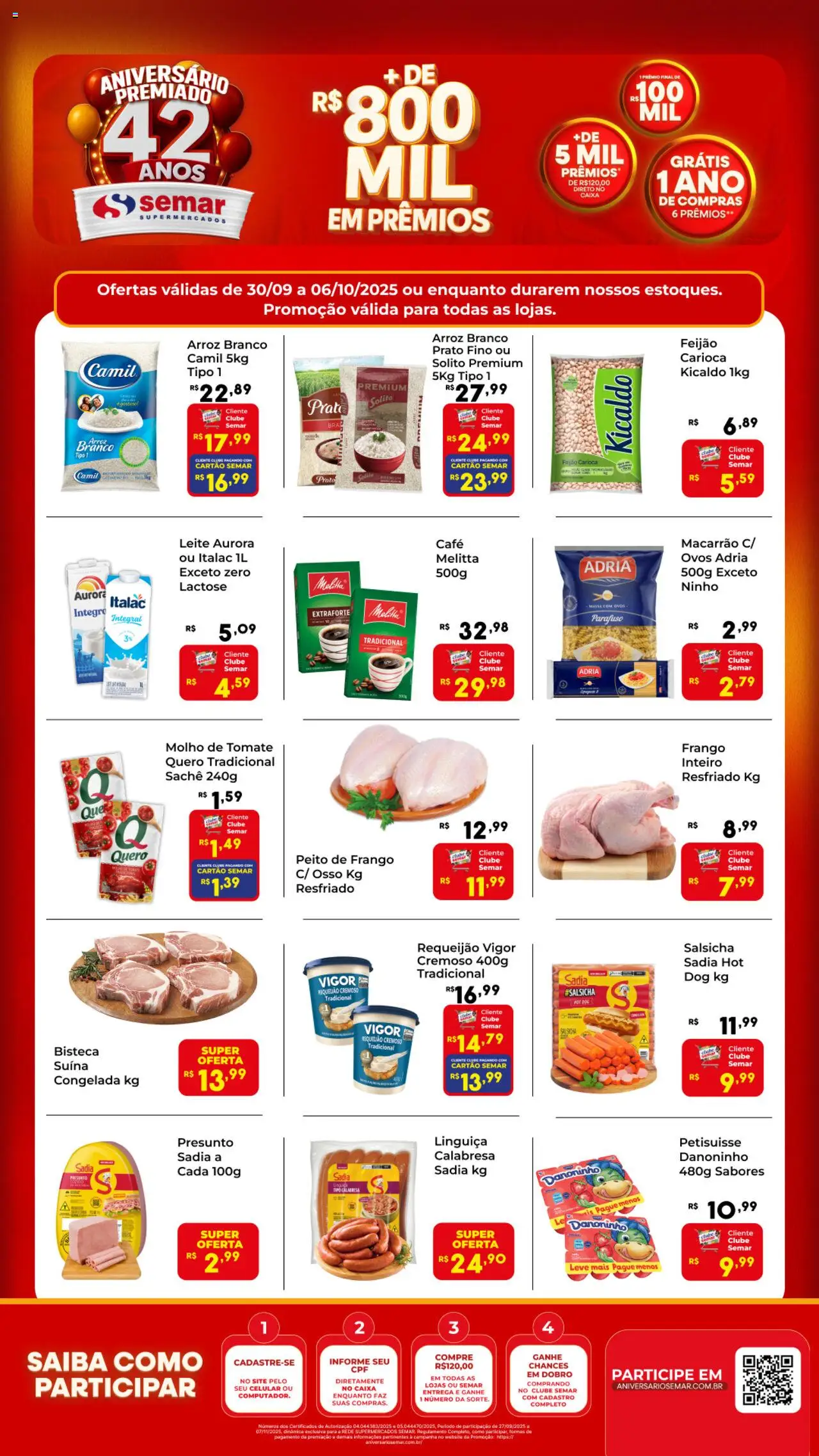 Semar Supermercado Folheto - válido de 30.09.2025 | Página: 1 | Produtos: Feijão, Celular, Caixa, Frango