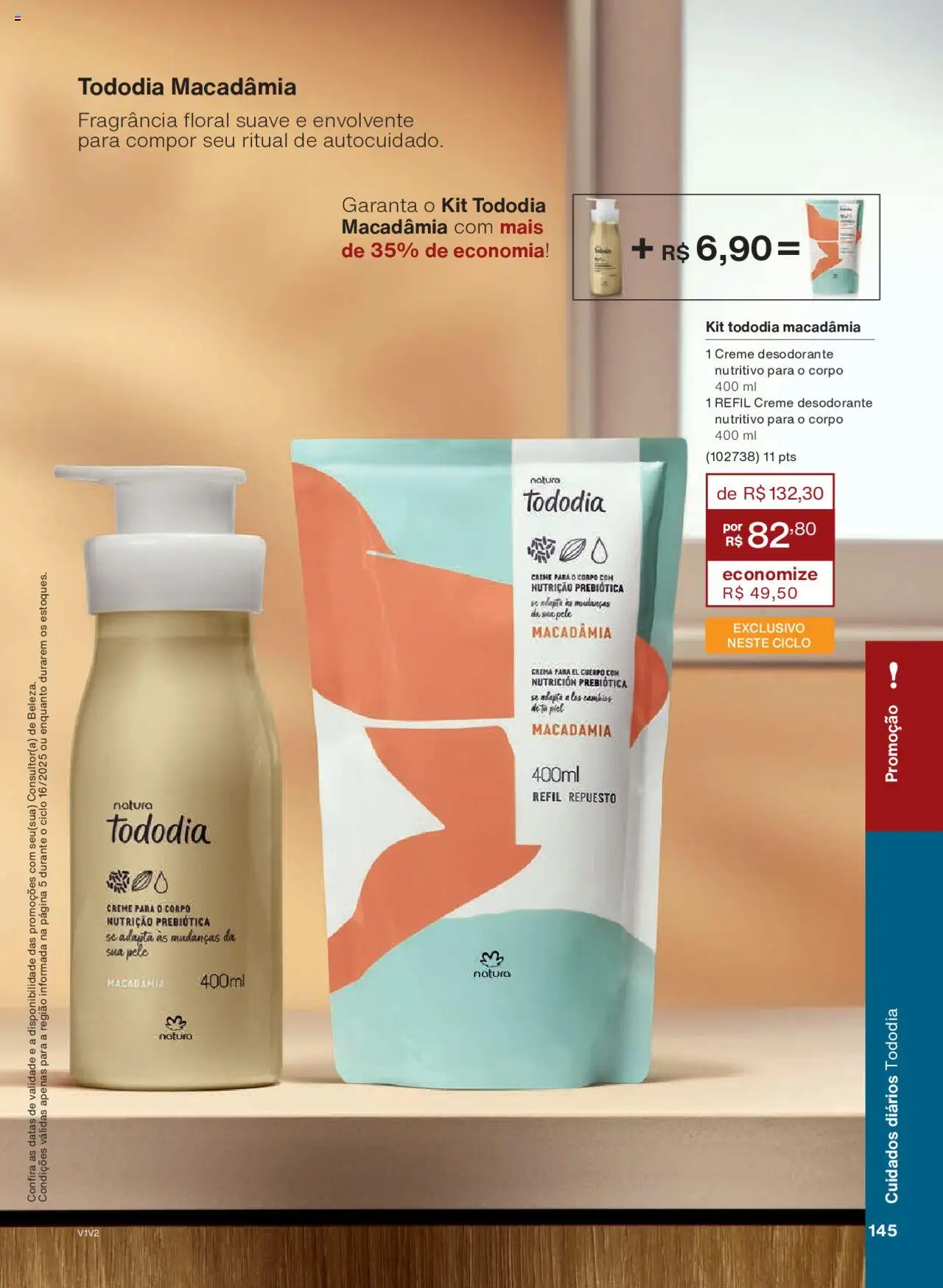 Natura Folheto - válido de 01.10.2025 | Página: 145 | Produtos: Macadâmia, Fragrância, Desodorante, Creme