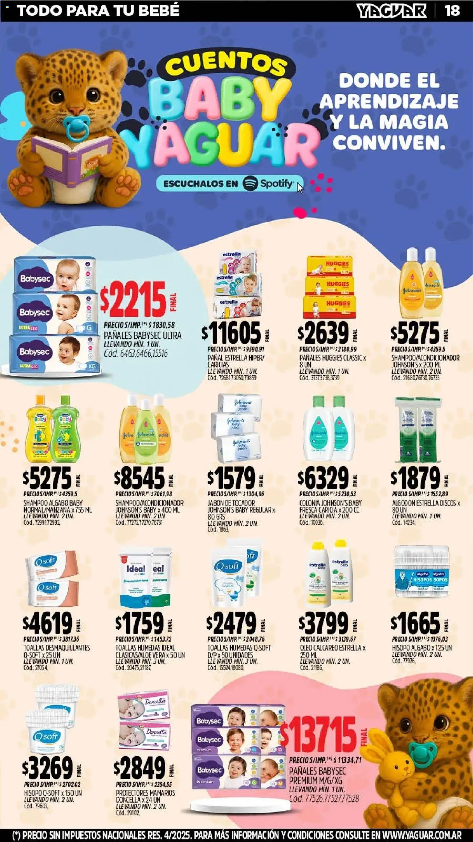 Yaguar - Oferta Semanal Misiones │ válido desde el 13.04.2026 | Página: 18 | Productos: Algodón, Toallas, Shampoo, Pañales