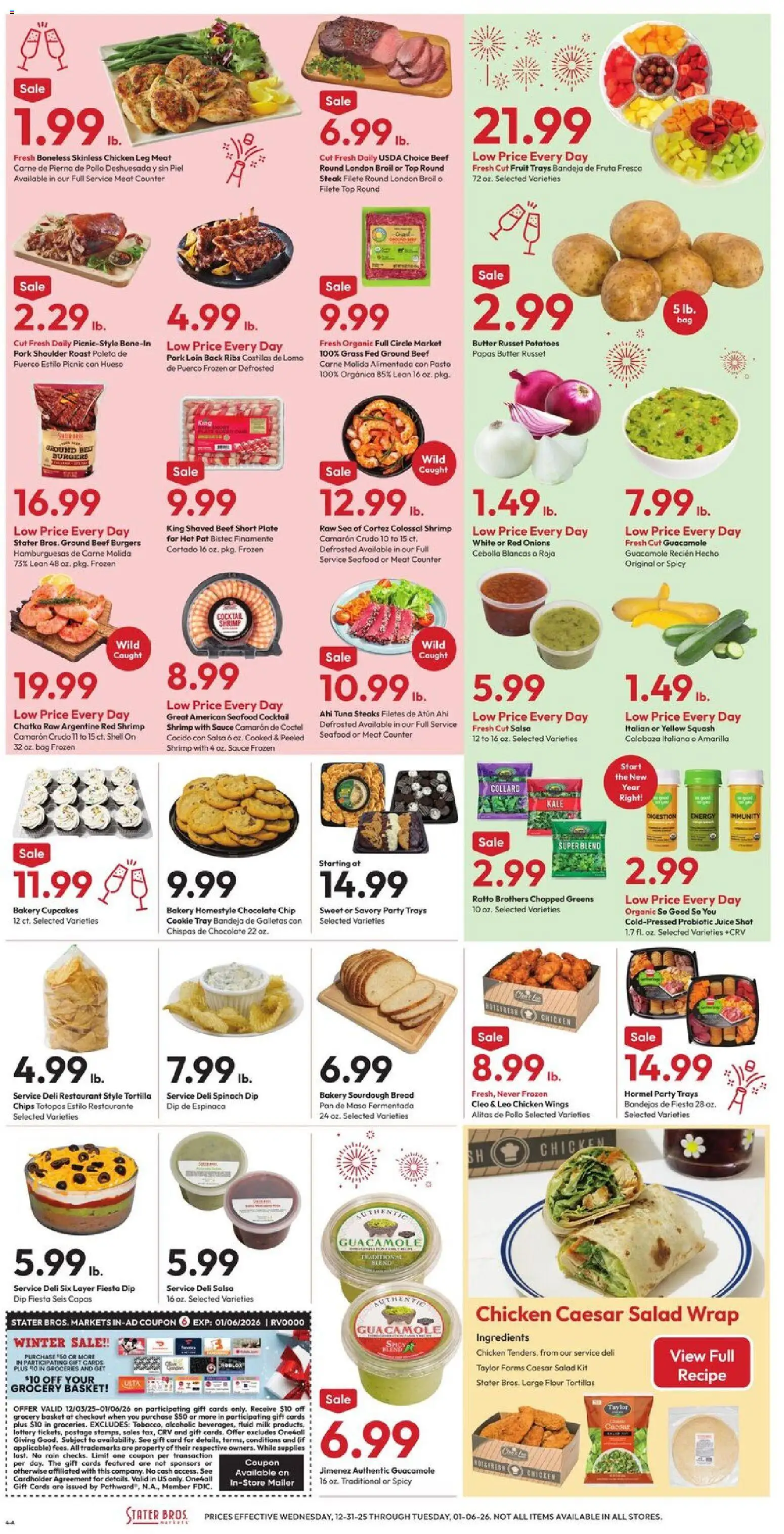 Stater Bros Weekly Ad - valid from 31.12.2025 | Page: 4 | Products: Bread, Salad, Seafood, Bag