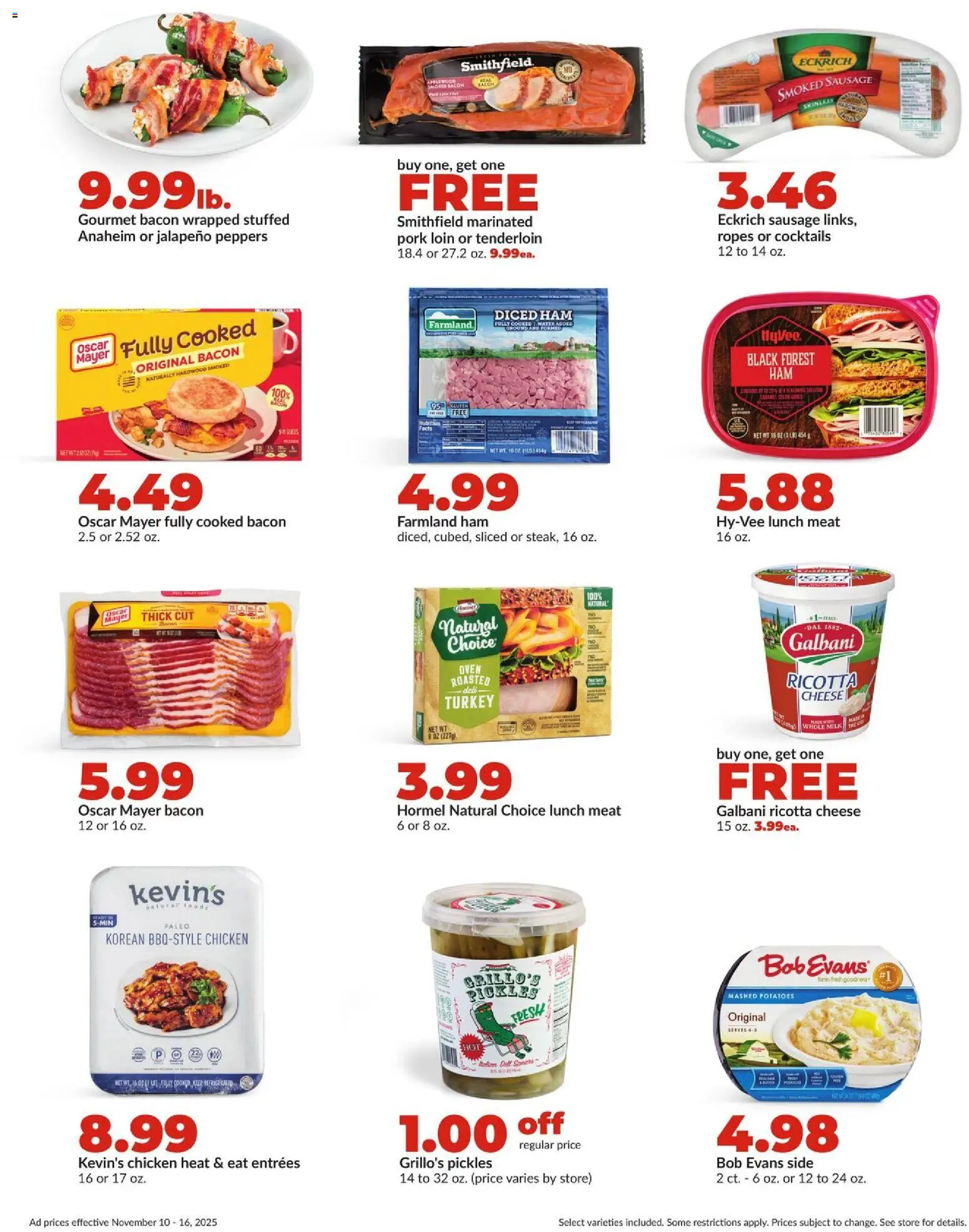 HyVee Weekly Ad - valid from 10.11.2025 | Page: 18 | Products: Peppers, Cheese, Potatoes, Sausage