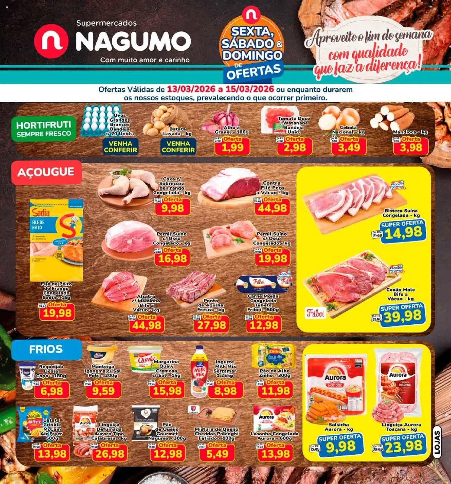 Nagumo Folheto - válido de 13.03.2026 | Página: 1 | Produtos: Mandioca, Queijo, Ovos, Pão