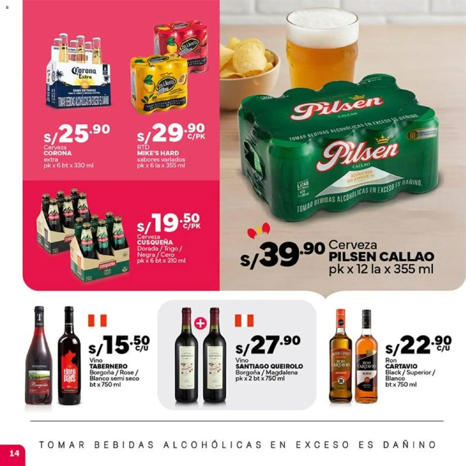 Catálogo Plaza Vea válido desde 14.11.2025 | Página: 14 | Productos: Vino, Cerveza