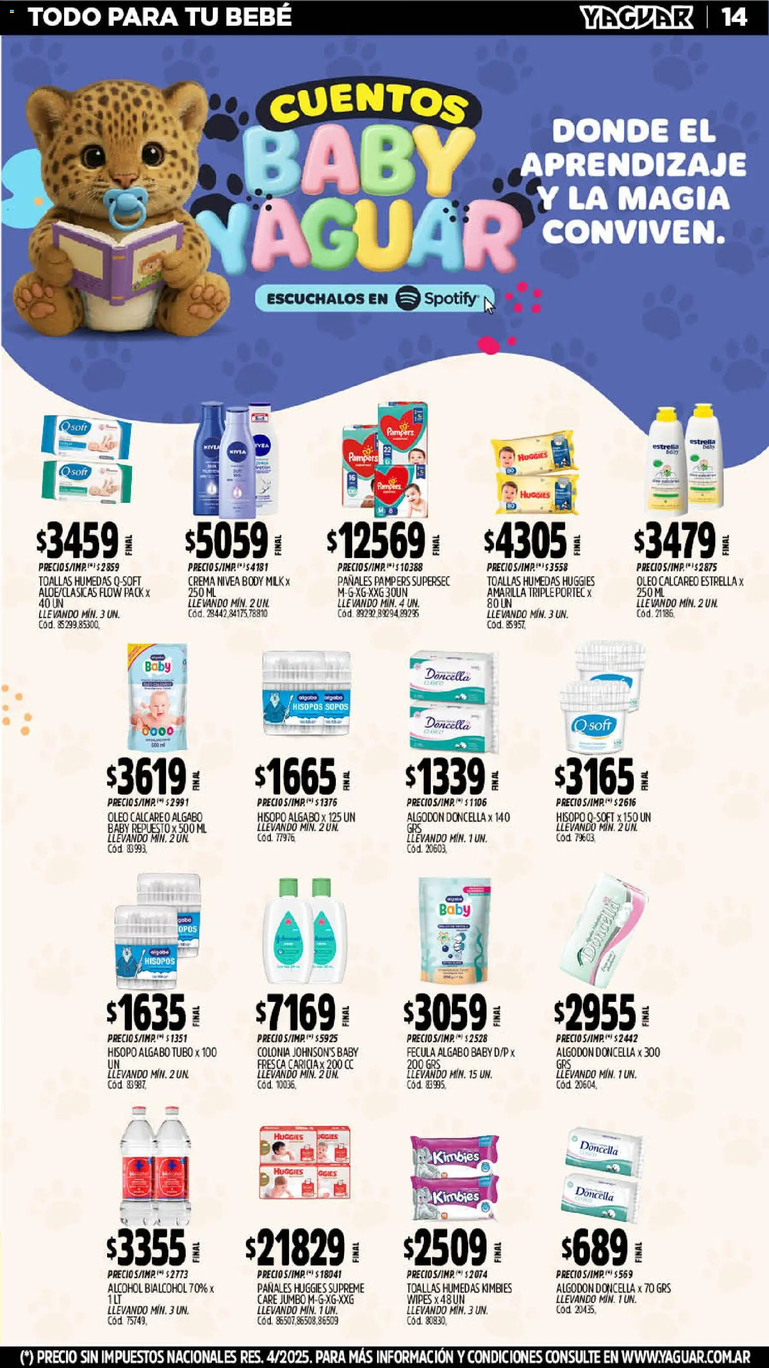 Yaguar - Oferta Semanal Mendoza │ válido desde el 19.01.2026 | Página: 14 | Productos: Algodón, Body, Toallas, Crema