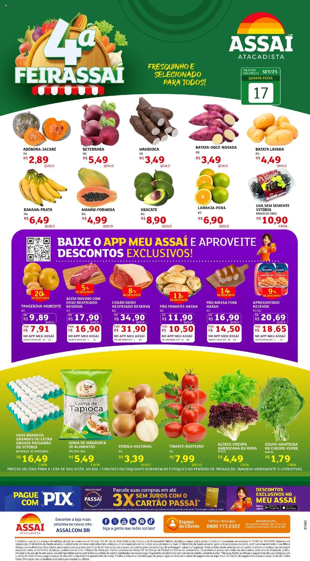 Assaí Atacadista Folheto - válido de 17.09.2025 | Página: 1 | Produtos: Cebola, Acém, Ovos, Bandeja