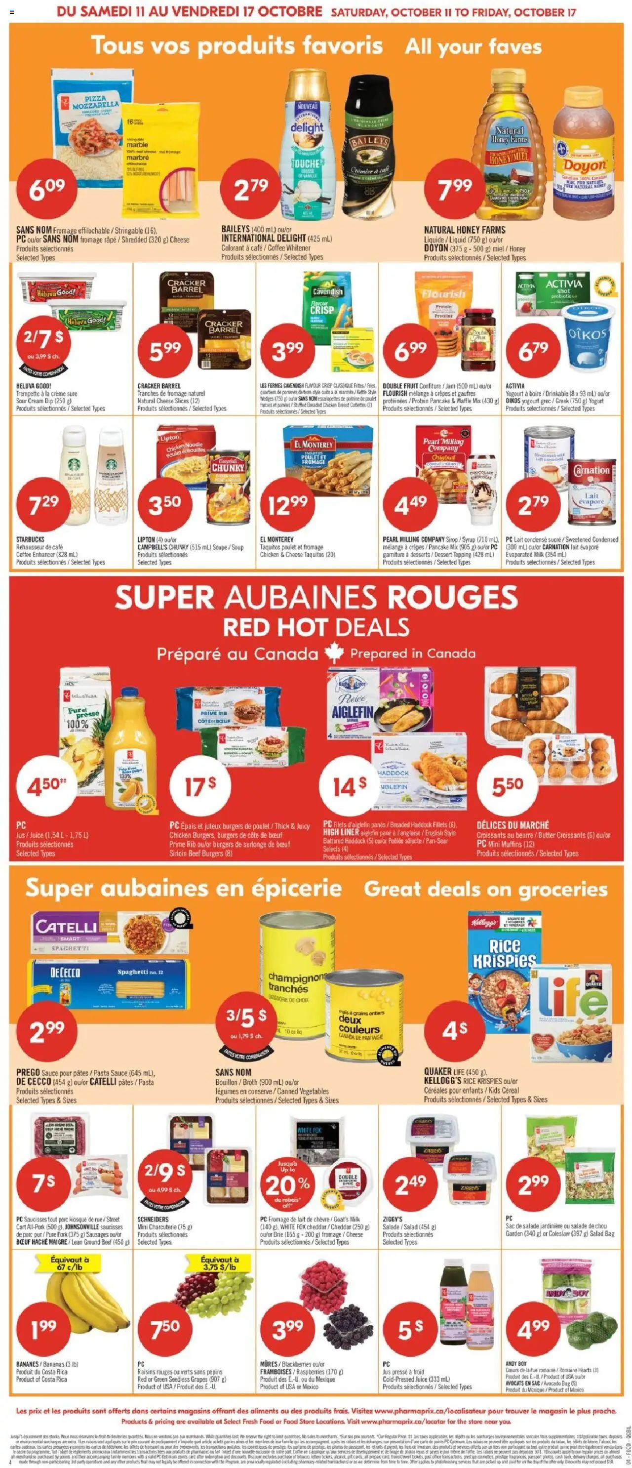 Pharmaprix flyer valid from 11.10.2025 | Page: 4 | Products: Beef, Butter, Pizza, Chicken