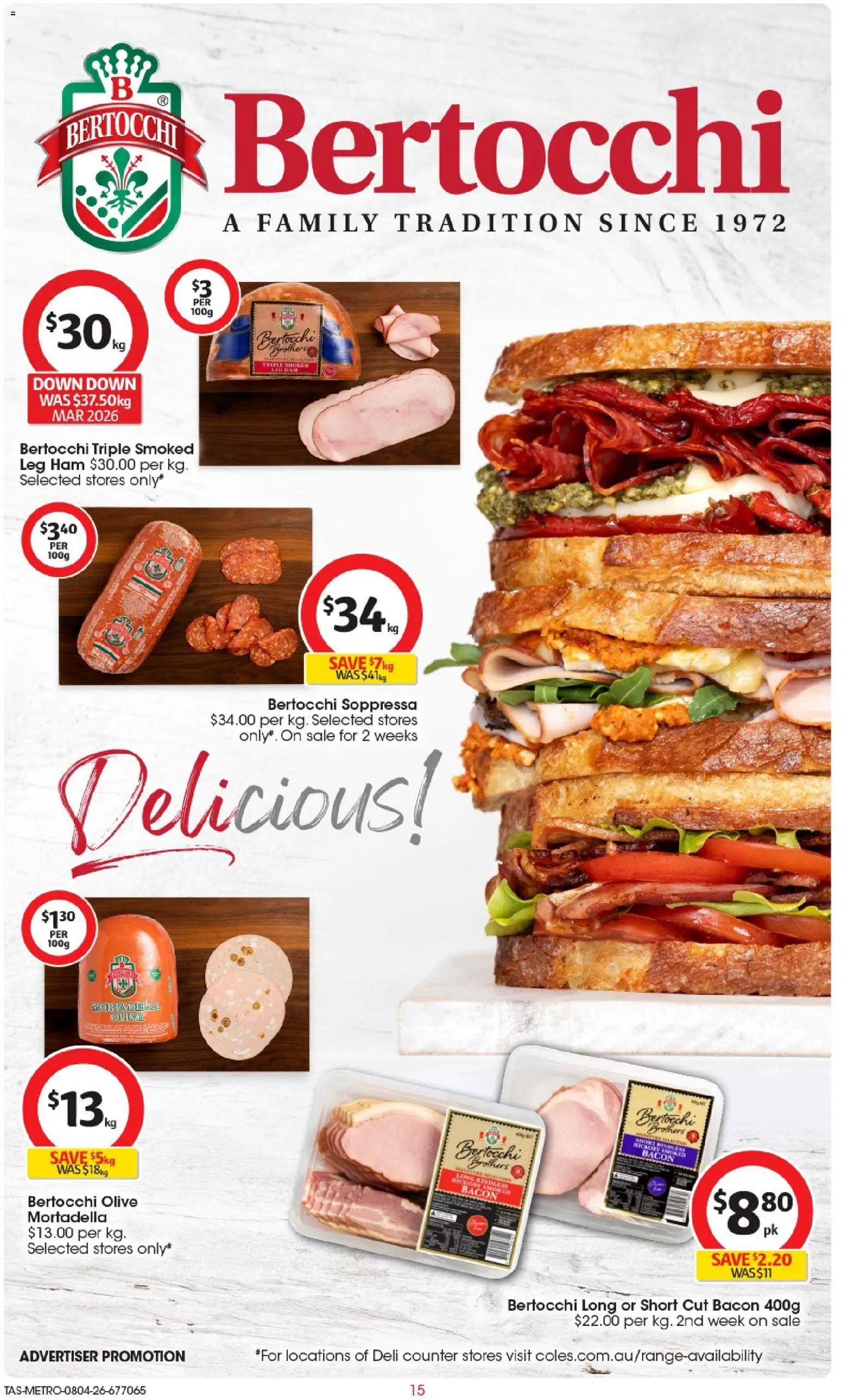 Coles catalogue - valid from 08.04.2026 | Page: 15 | Products: Bacon, Ham