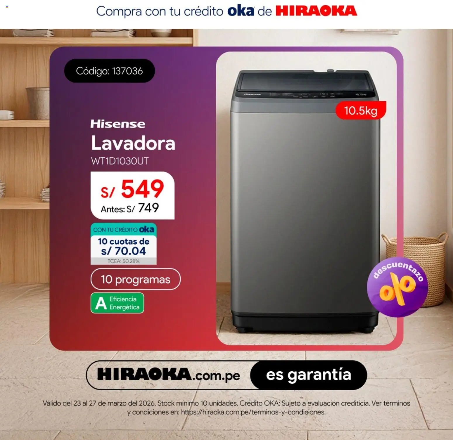 Catálogo Hiraoka válido desde 23.03.2026 | Página: 5 | Productos: Lavadora
