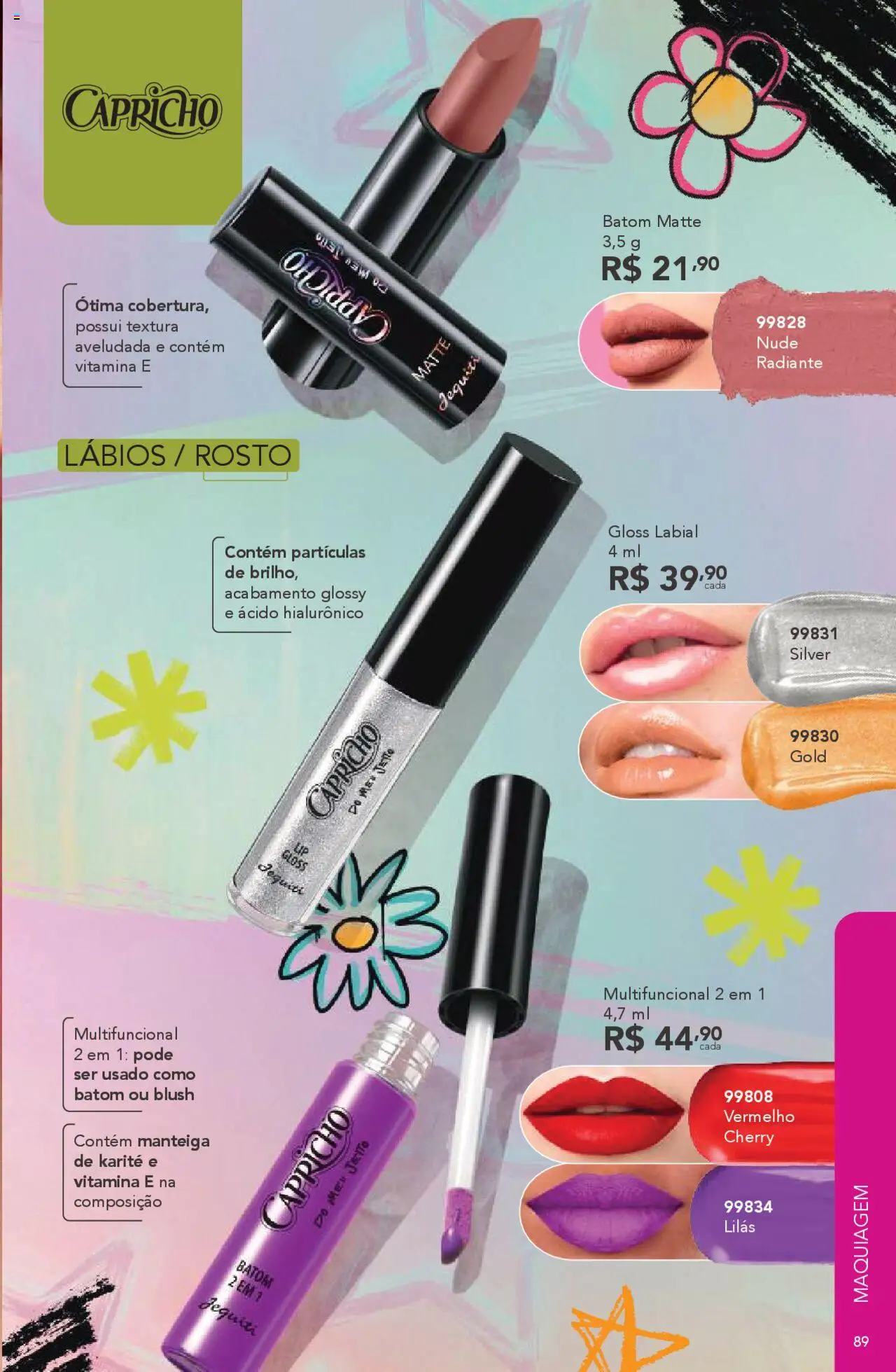 Jequiti Folheto - válido de 03.10.2025 | Página: 89 | Produtos: Blush, Gloss labial, Multifuncional, Manteiga