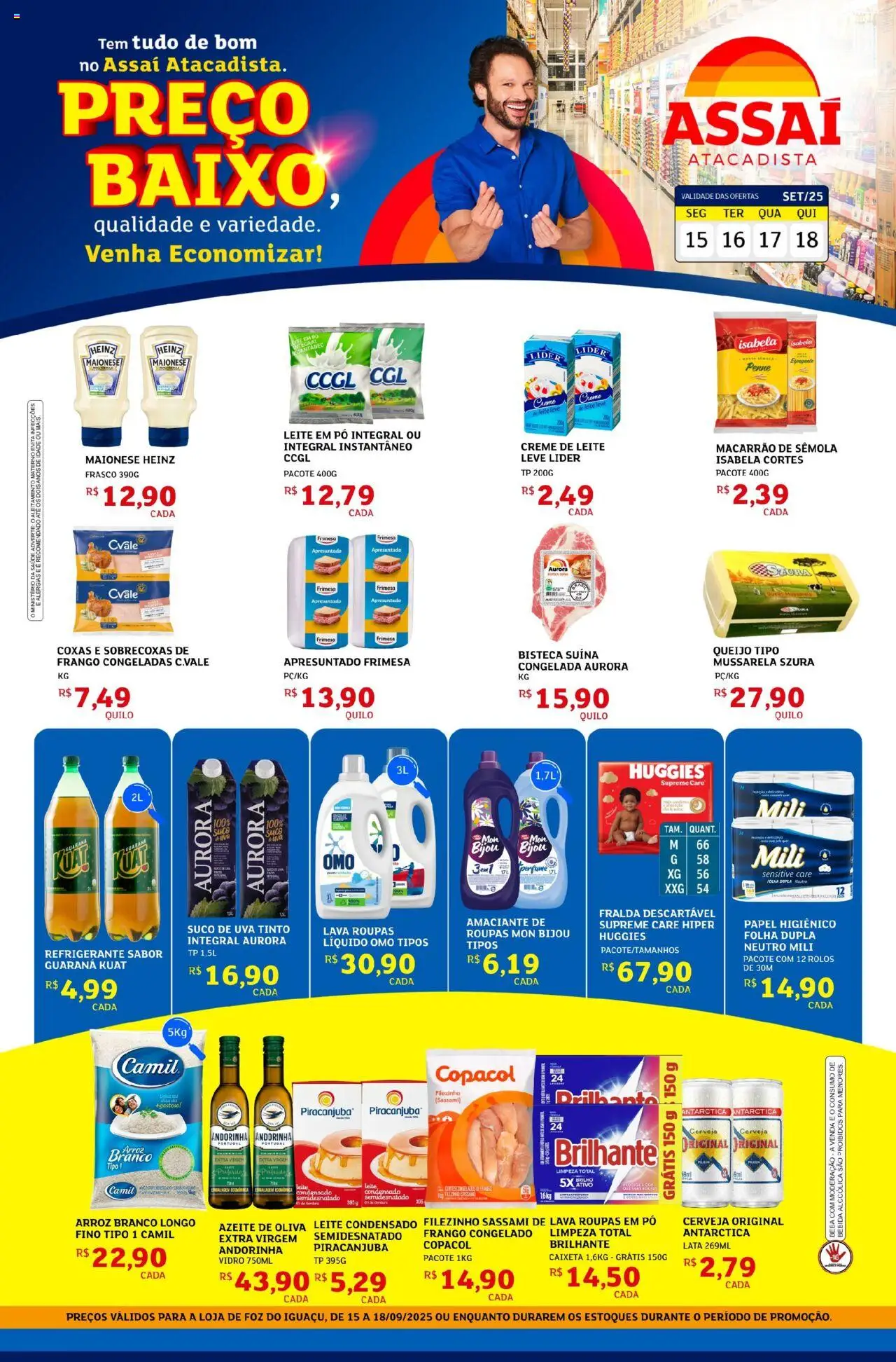Assaí Atacadista Folheto - válido de 15.09.2025 | Página: 1 | Produtos: Pó, Leite, Roupas, Baixo