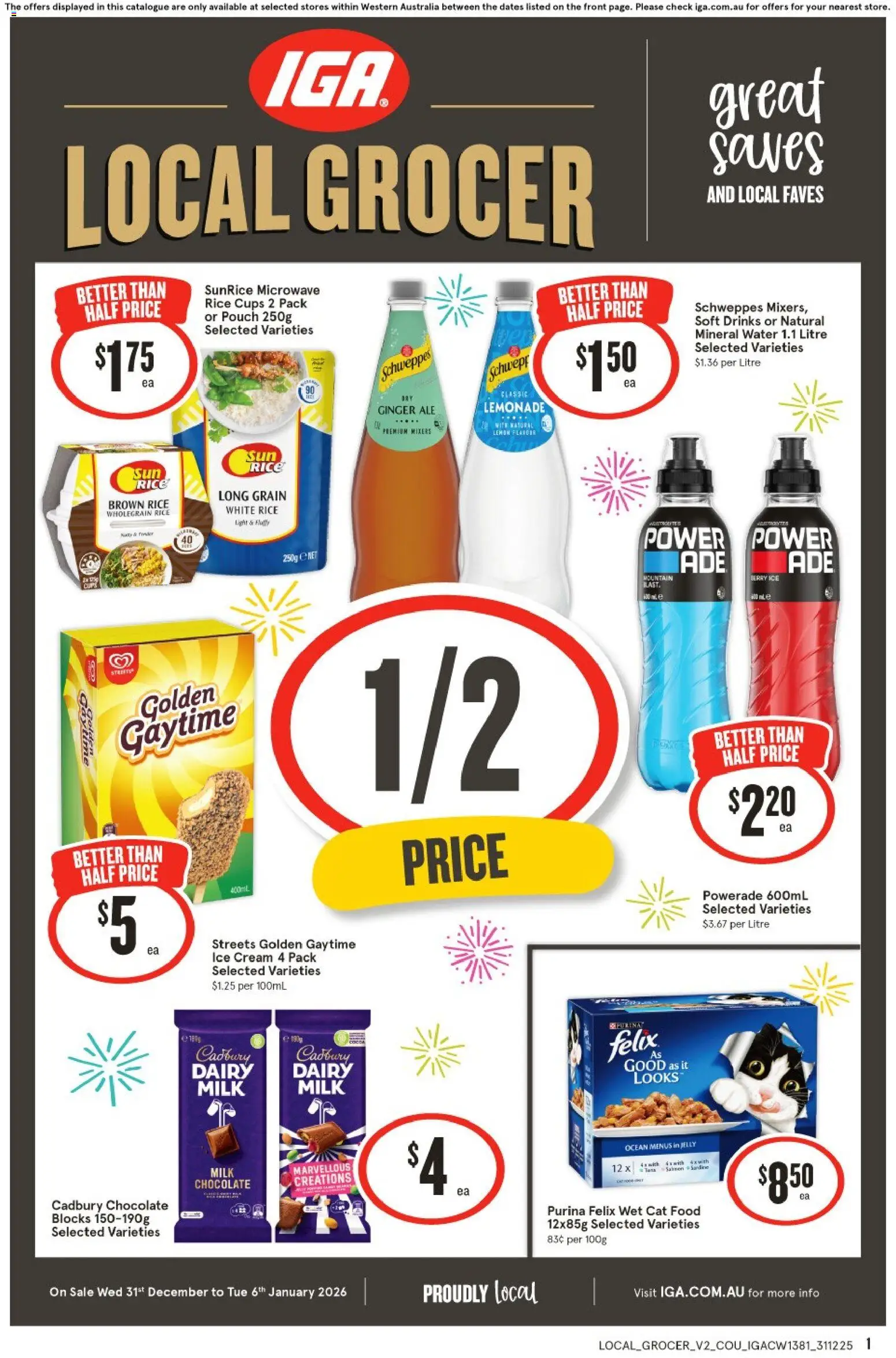 IGA catalogue - valid from 31.12.2025 | Page: 1 | Products: Milk, Rice, Ice cream, Soft drinks