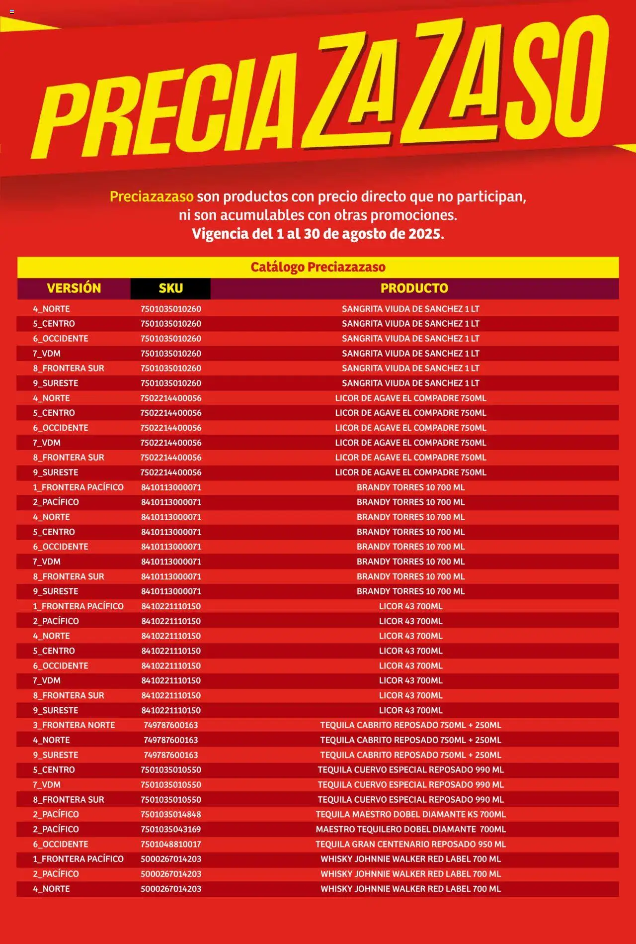Nuevas ofertas de Soriana válidas en toda la República Mexicana desde el 01.08.2025. ¡Encuentra las mejores ofertas en Soriana - Catálogo Preciazazaso Mercado Nacional! | Página: 17 | Productos: Tequila, Whisky