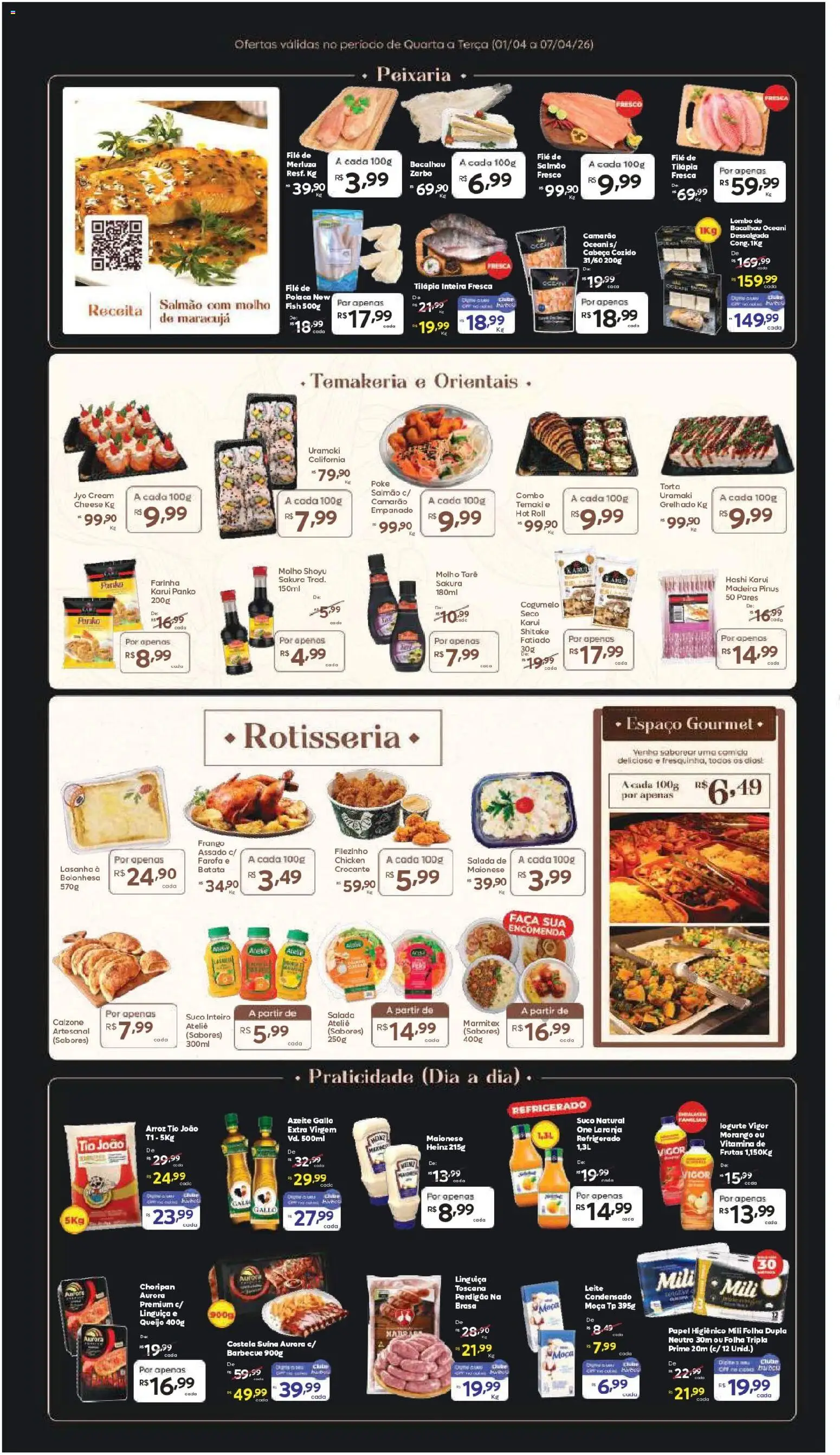 Barbosa Supermercados Folheto - válido de 01.04.2026 | Página: 3 | Produtos: Maracujá, Salmão, Linguiça, Lombo