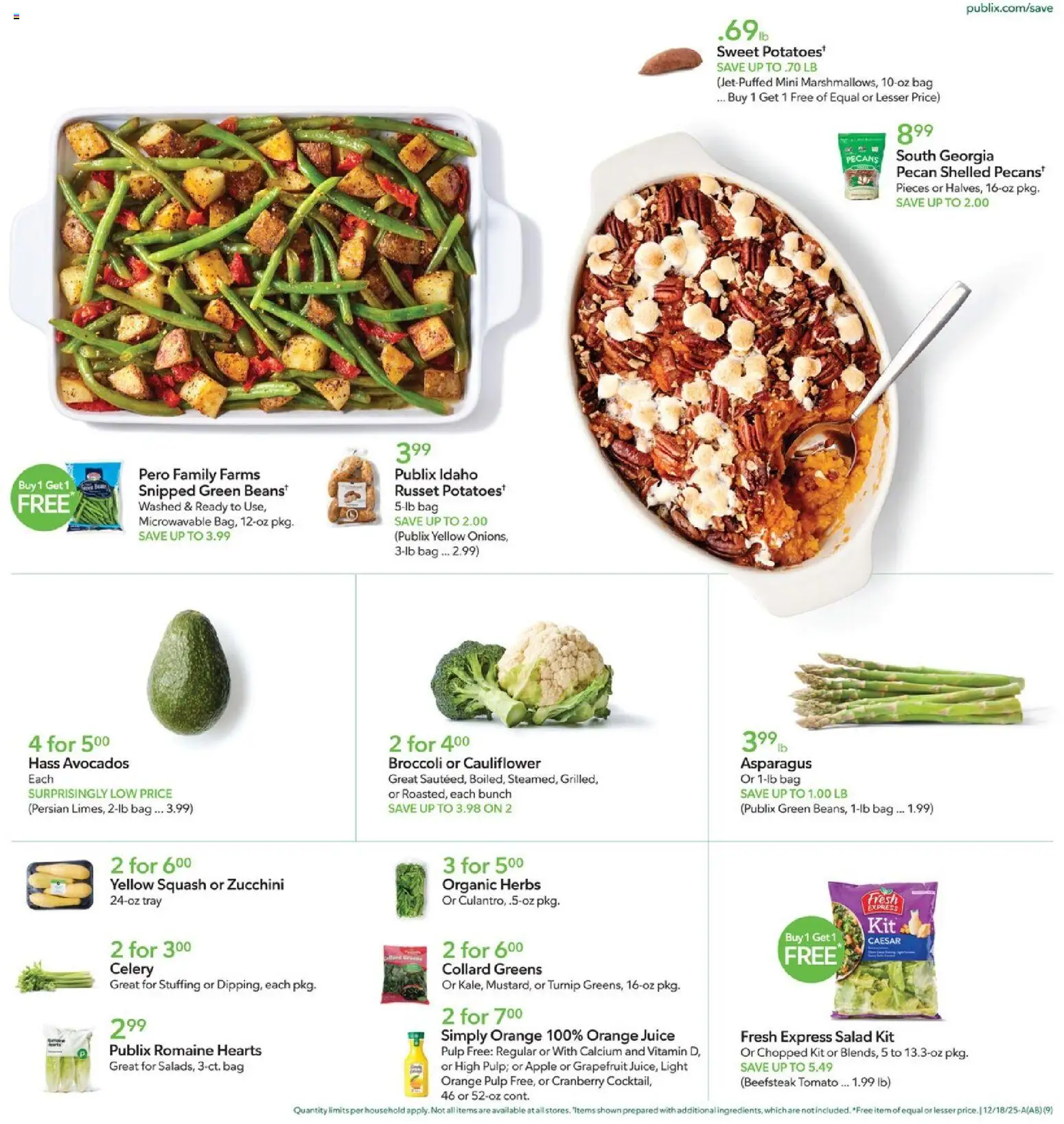 Publix Weekly Ad - valid from 17.12.2025 | Page: 9 | Products: Asparagus, Juice, Grapefruit, Bag