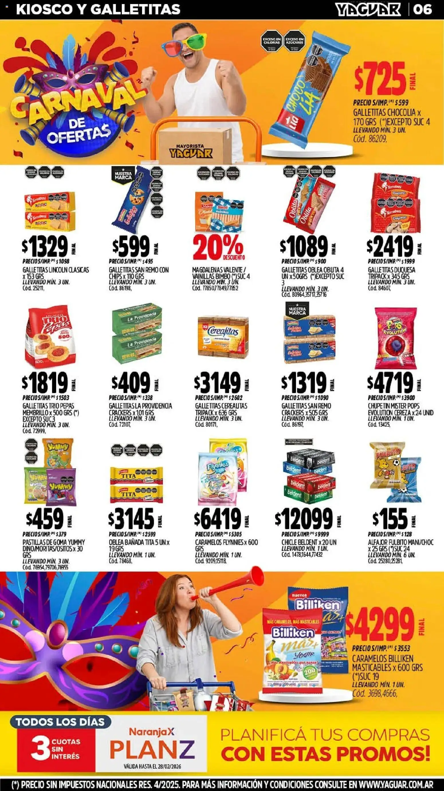 Yaguar - Oferta Semanal Chaco │ válido desde el 02.02.2026 | Página: 6 | Productos: Galletitas, Yogur, Chicle, Alfajor