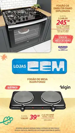 Lojas Cem - Ofertas atuais - Pré-Visualização do folheto da loja Lojas Cem, válido de 01.10.2025 | Página: 44 | Produtos: Fogão, Mesa, Faca, Carne