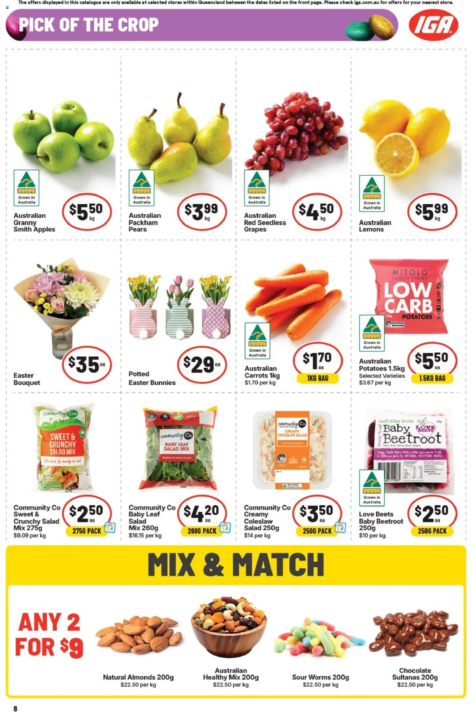 IGA catalogue - valid from 01.04.2026 | Page: 11 | Products: Almonds, Chocolate, Apples, Bag