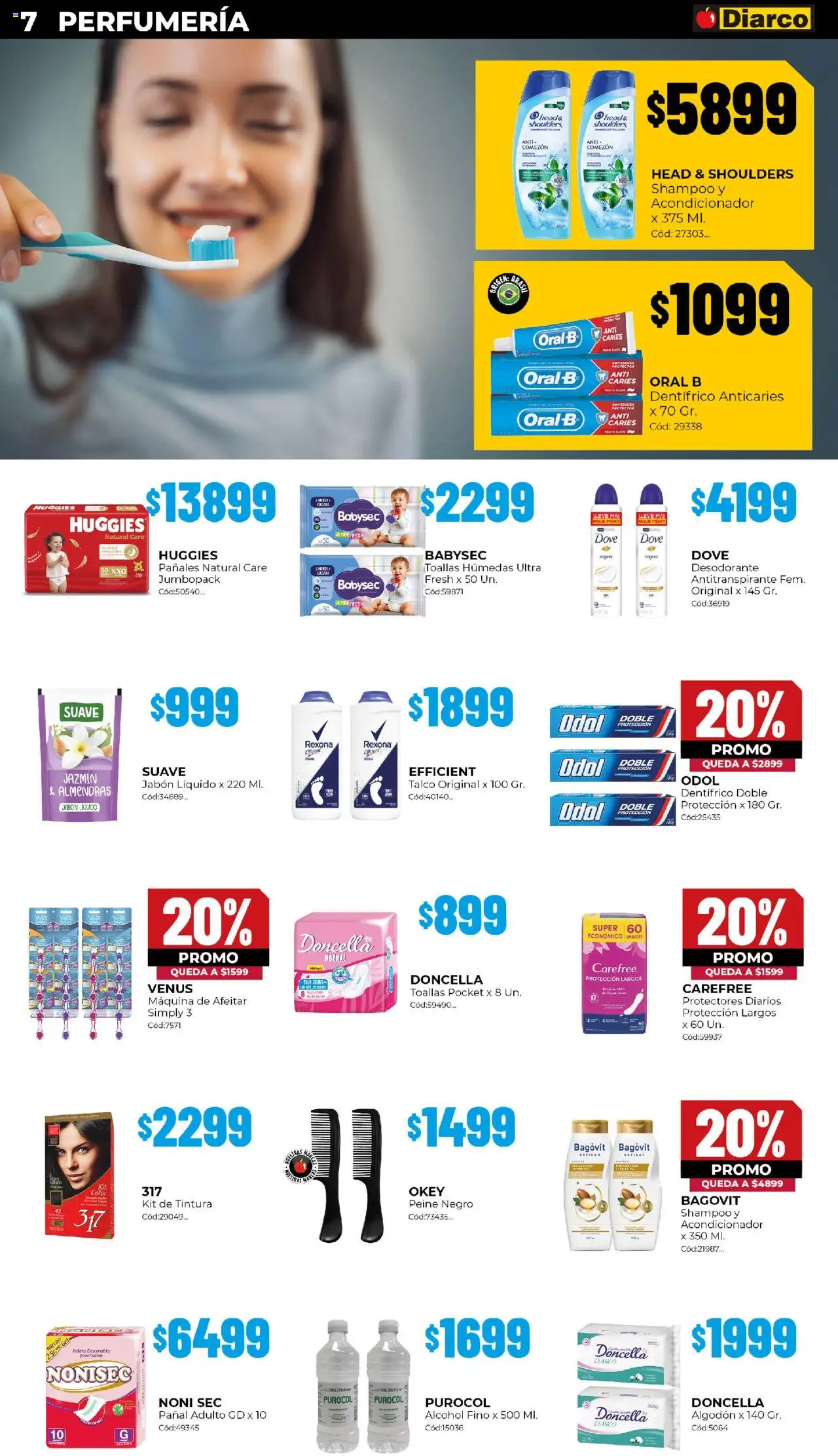 Diarco ofertas │ válido desde el 20.10.2025 | Página: 7 | Productos: Jabón líquido, Acondicionador, Antitranspirante, Protectores diarios