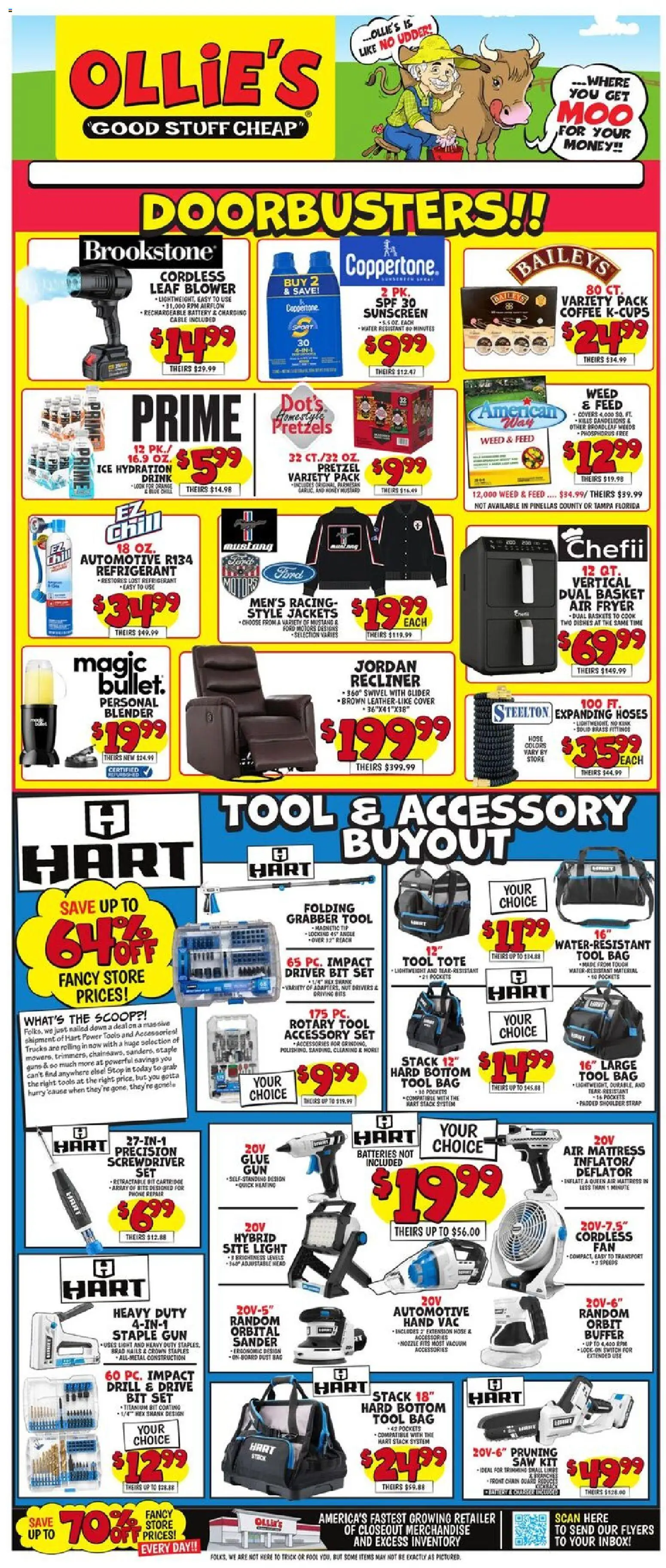 Ollie's Weekly Ad - valid from 22.04.2026 | Page: 1 | Products: Buffer, Switch, Phone, Leaf Blower